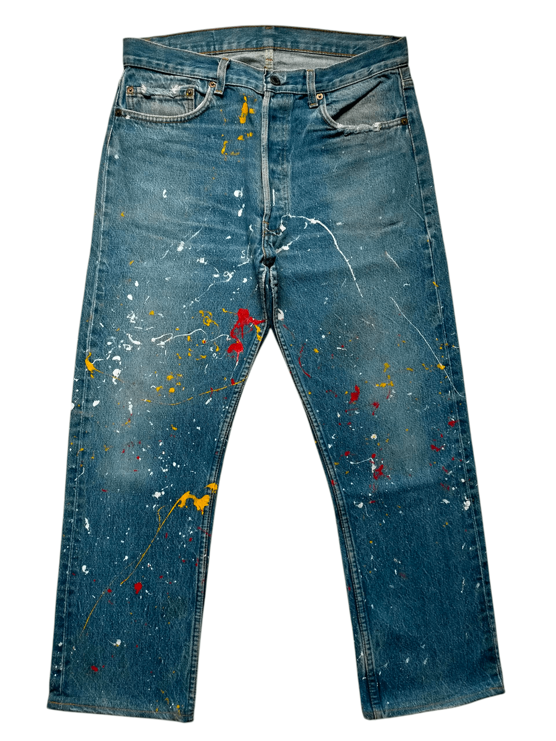 Levi's Vintage 80s Levis 501 usa Painted Denim Jeans Size US 33 - 2 Thumbnail