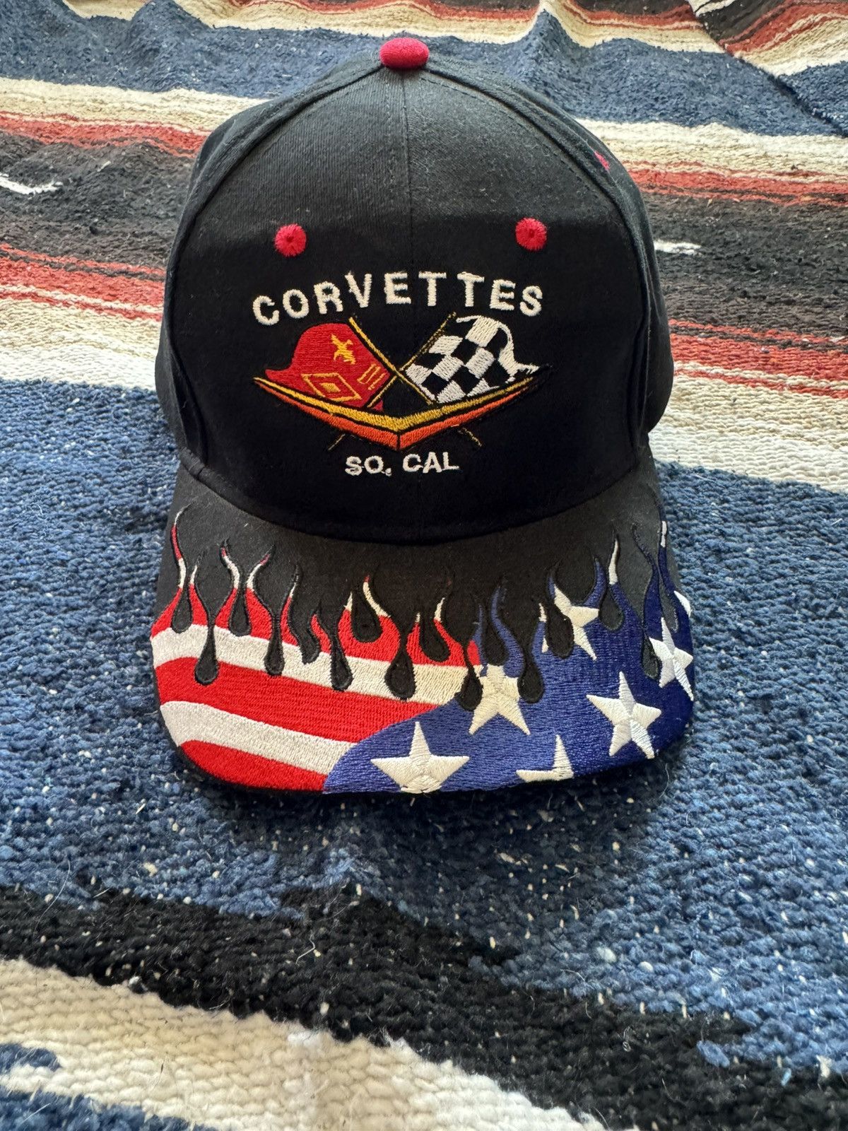 Vintage Corvettes SoCal American flag hat Rare Size ONE SIZE - 1 Thumbnail