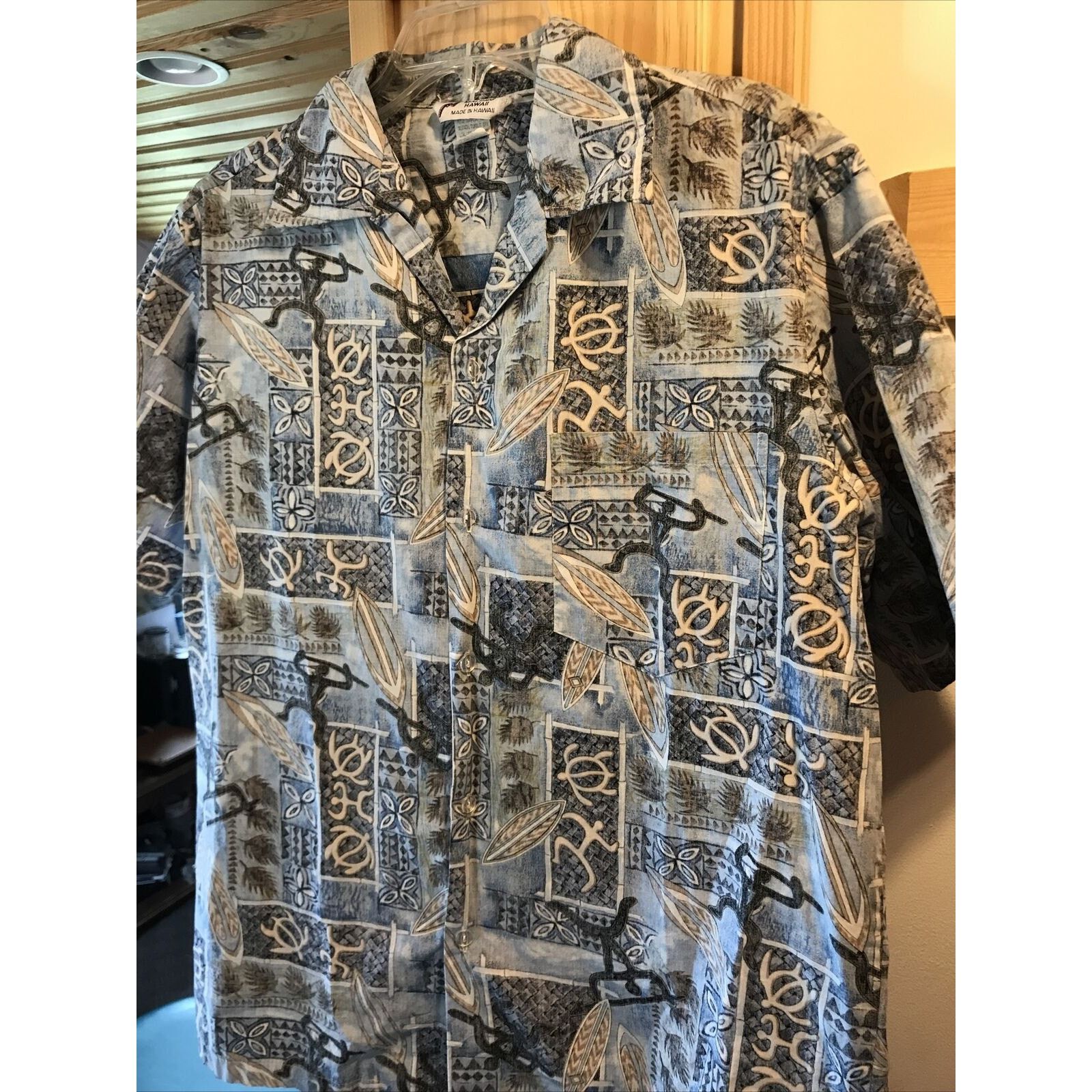 Other Malihini Vintage Men’s L Blue Tribal Button Hawaiian Shirt Size US L / EU 52-54 / 3 - 8 Thumbnail