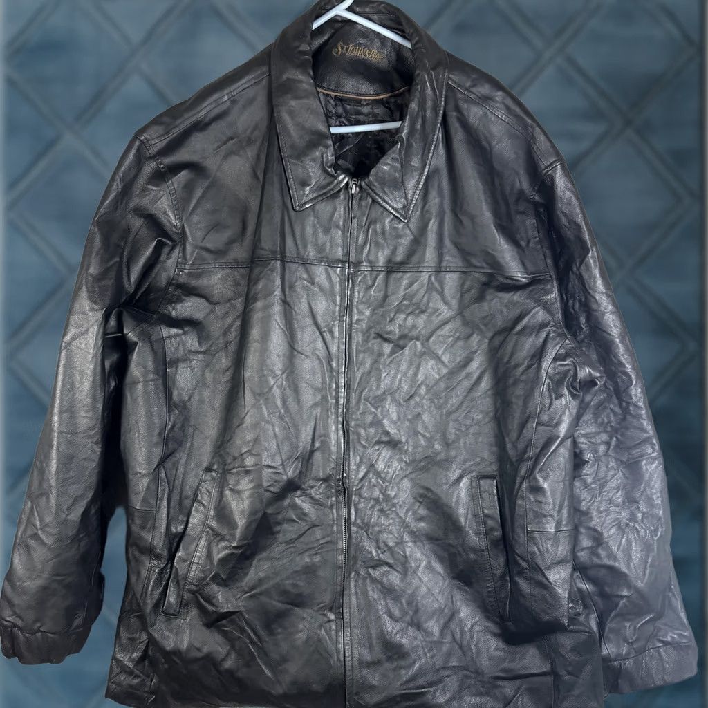 Vintage VINTAGE St. Johns Bay Jacket Mens 3XLT Black Leather Full Zip Mid Length Lined Overcoat Size US XXL / EU 58 / 5 - 1 Thumbnail