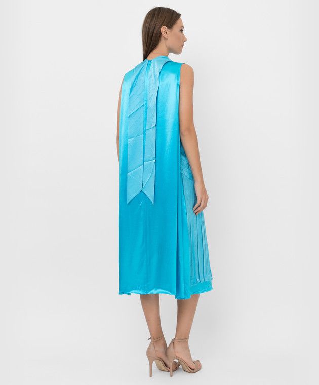 Balenciaga o1y0625 Midi Dress in Turquoise Size XS / US 0-2 / IT 36-38 - 4 Thumbnail