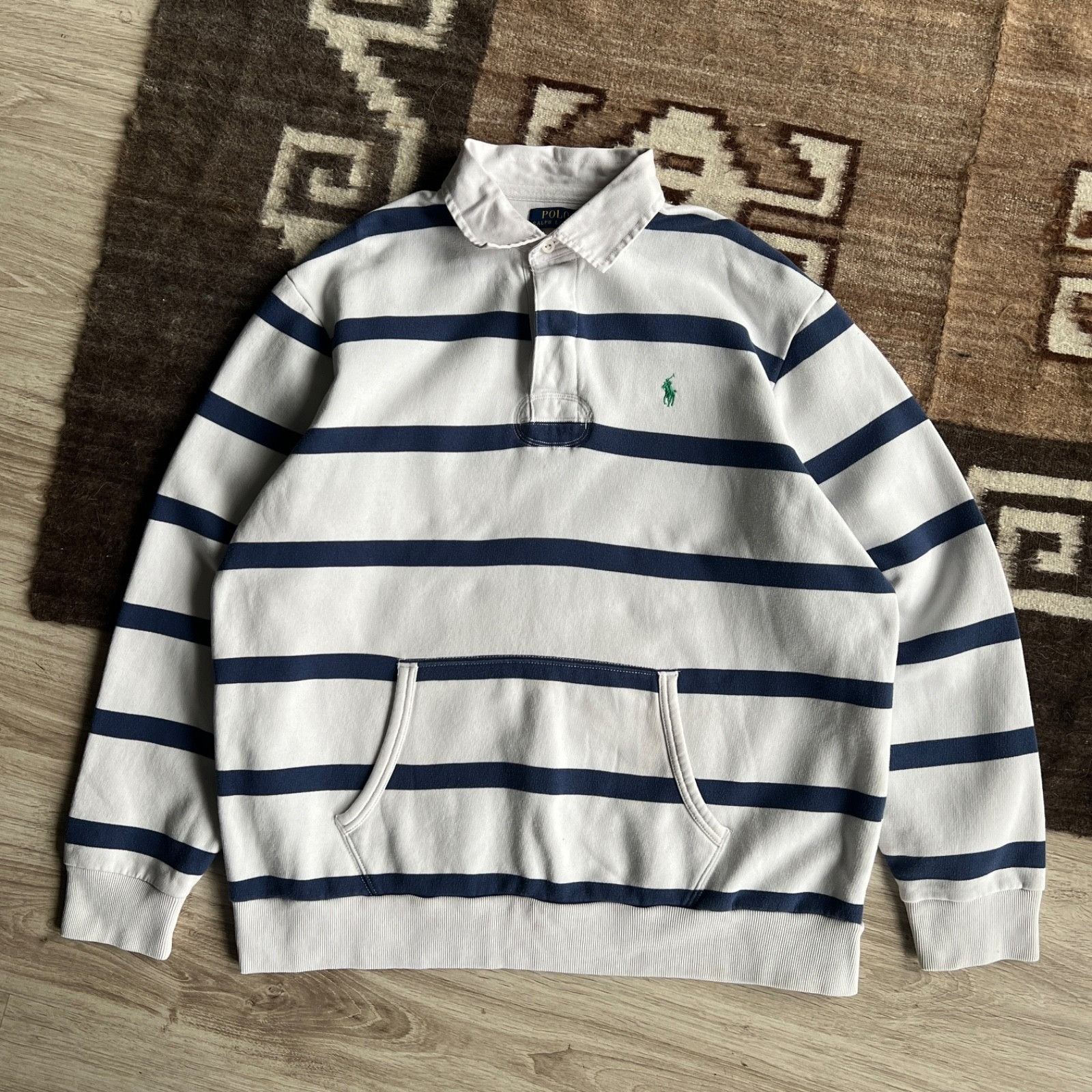 Polo Ralph Lauren Polo Ralph Lauren Rugby Stripped Polo Sweatshirt 9889AC Size US XL / EU 56 / 4 - 1 Thumbnail