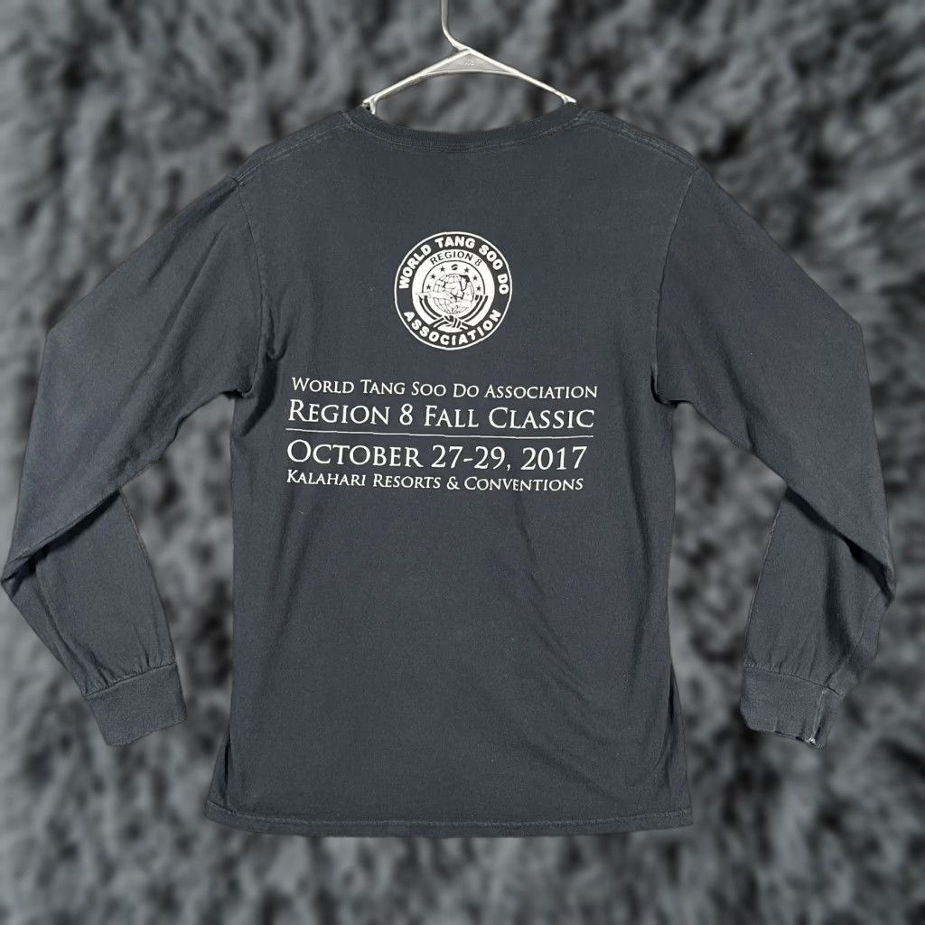 Fruit Of The Loom Fruit Of The Loom Shirt Mens Small Black Tang Soo Do Region 8 Fall Classic 2017 S Black Dragon Tournament Graphic Print Long Sleeve T-Shirt Mens Size US S / EU 44-46 / 1 - 1 Thumbnail