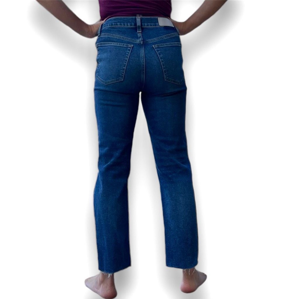 RE/DONE RE/DONE High-Rise 70S Stove Pipe Ankle Jeans Button Fly Worn True Indigo, 27 Size 27" / US 4 / IT 40 - 3 Thumbnail