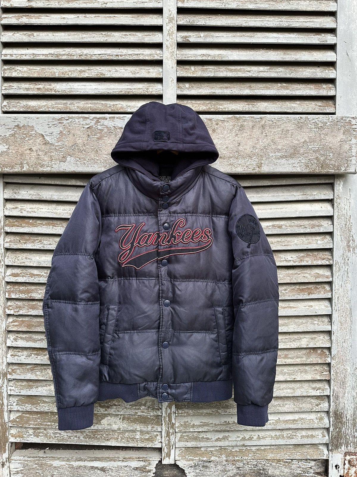 Japanese Brand ⚾️NewYork Yankees Bubble Puffer Hooded Jacket Size US M / EU 48-50 / 2 - 3 Thumbnail