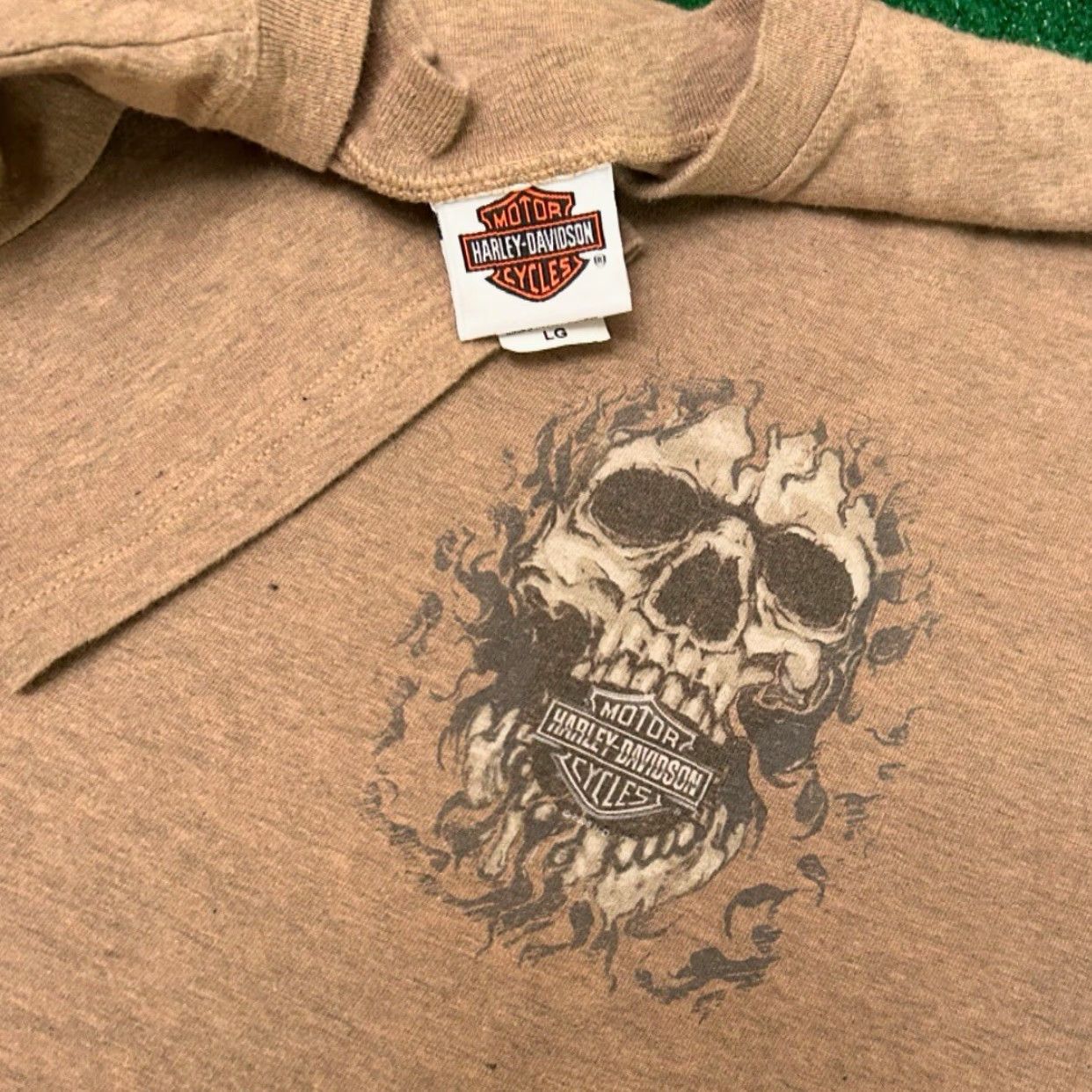 Harley Davidson VINTAGE Harley-Davidson Shirt Mens L Brown 90s Y2K Biker Skull Flames Daytona VTG Size US L / EU 52-54 / 3 - 3 Thumbnail