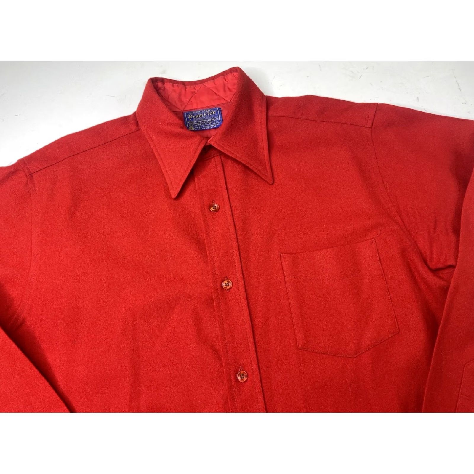Pendleton VINTAGE Pendleton Shirt Flannel Wool Button-Up Red USA Large Solid Mens L Long Sleeve Short Description: Holes/Stains Size US L / EU 52-54 / 3 - 2 Thumbnail
