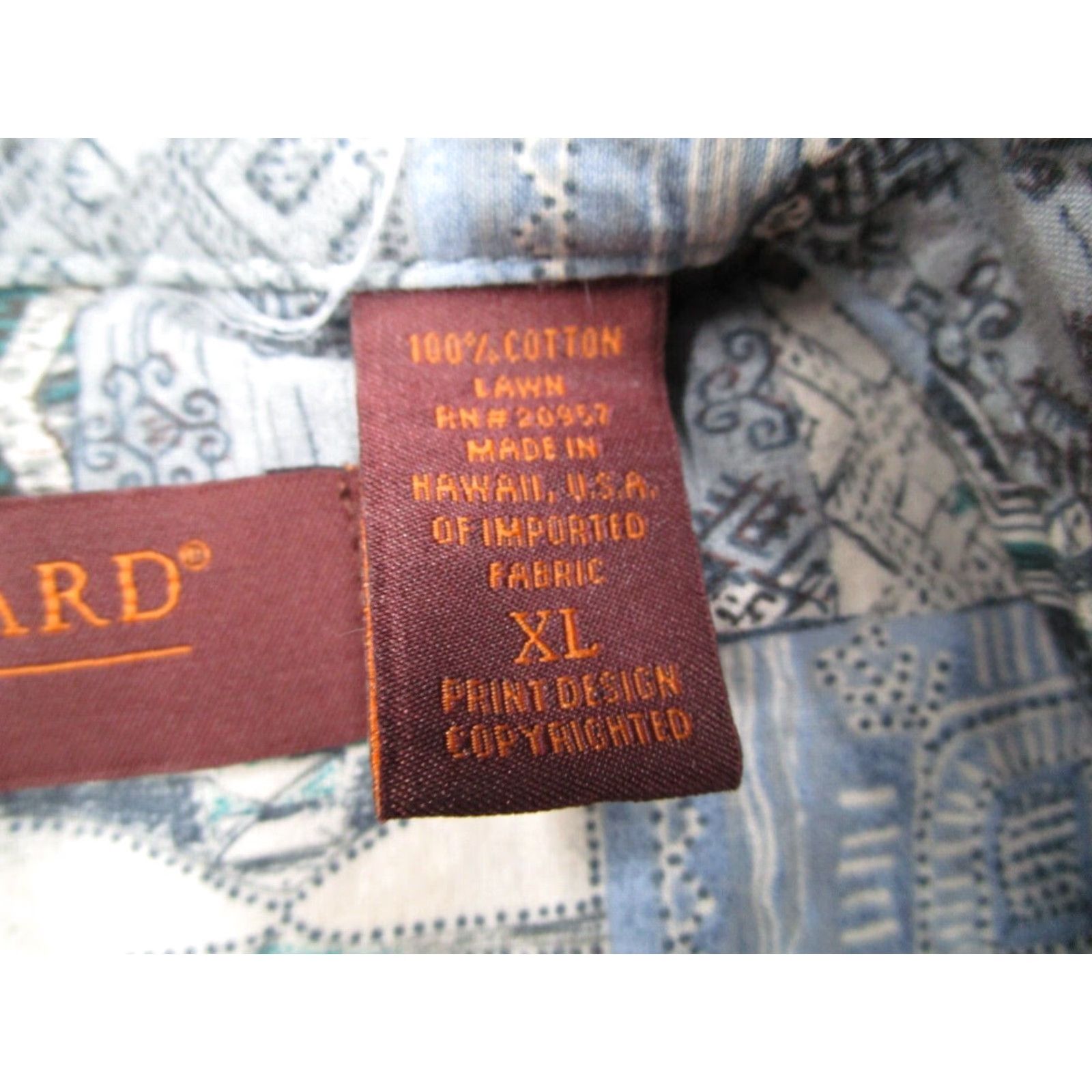 Tori Richard Tori Richard Mens XL Blue Short Sleeve Button Up Hawaiian Shirt Cotton Lawn Size US XL / EU 56 / 4 - 4 Thumbnail