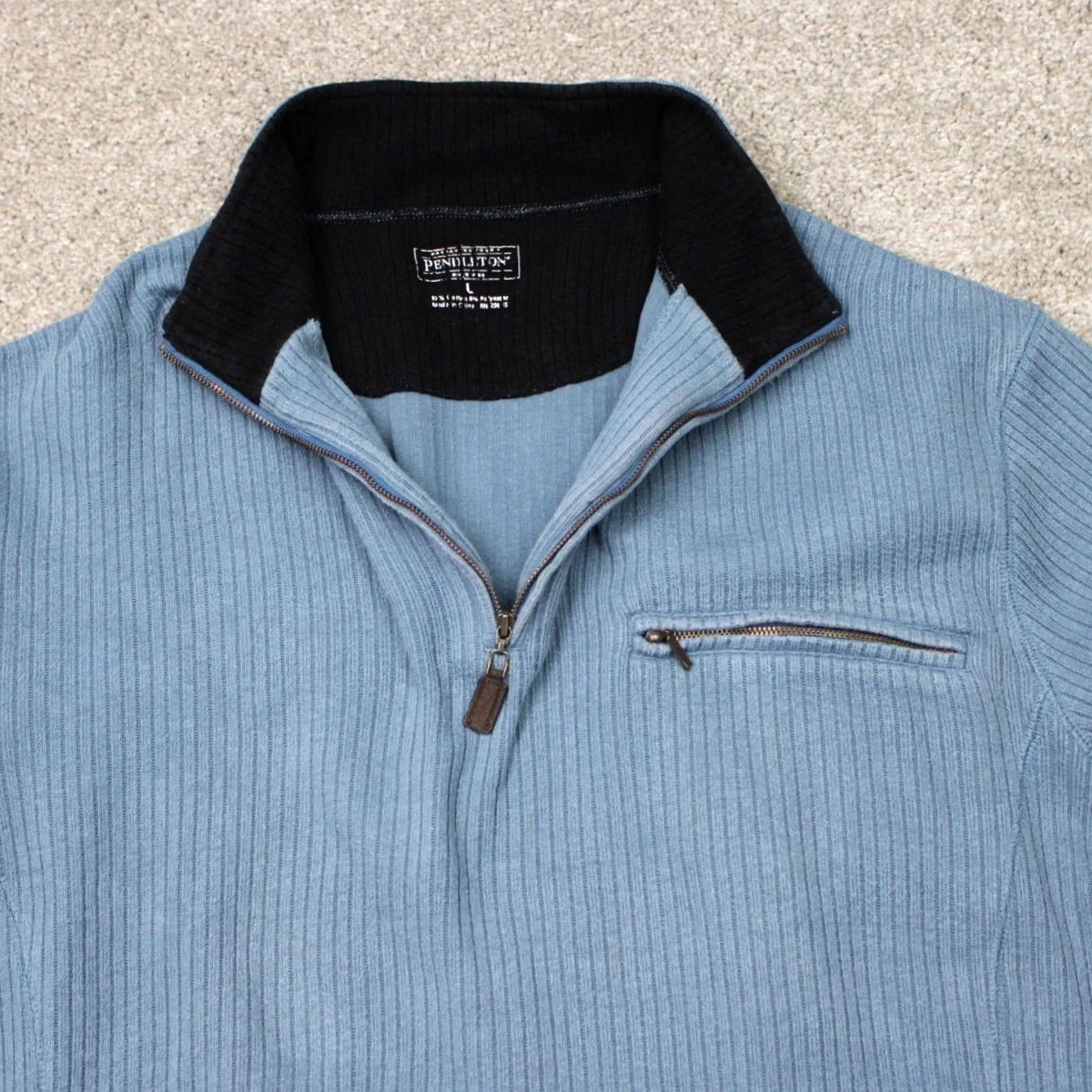Pendleton Pendleton Mens Large Blue 1/4 Zip Sweatshirt Long Sleeve Pullover Cotton/Poly Size US L / EU 52-54 / 3 - 7 Thumbnail