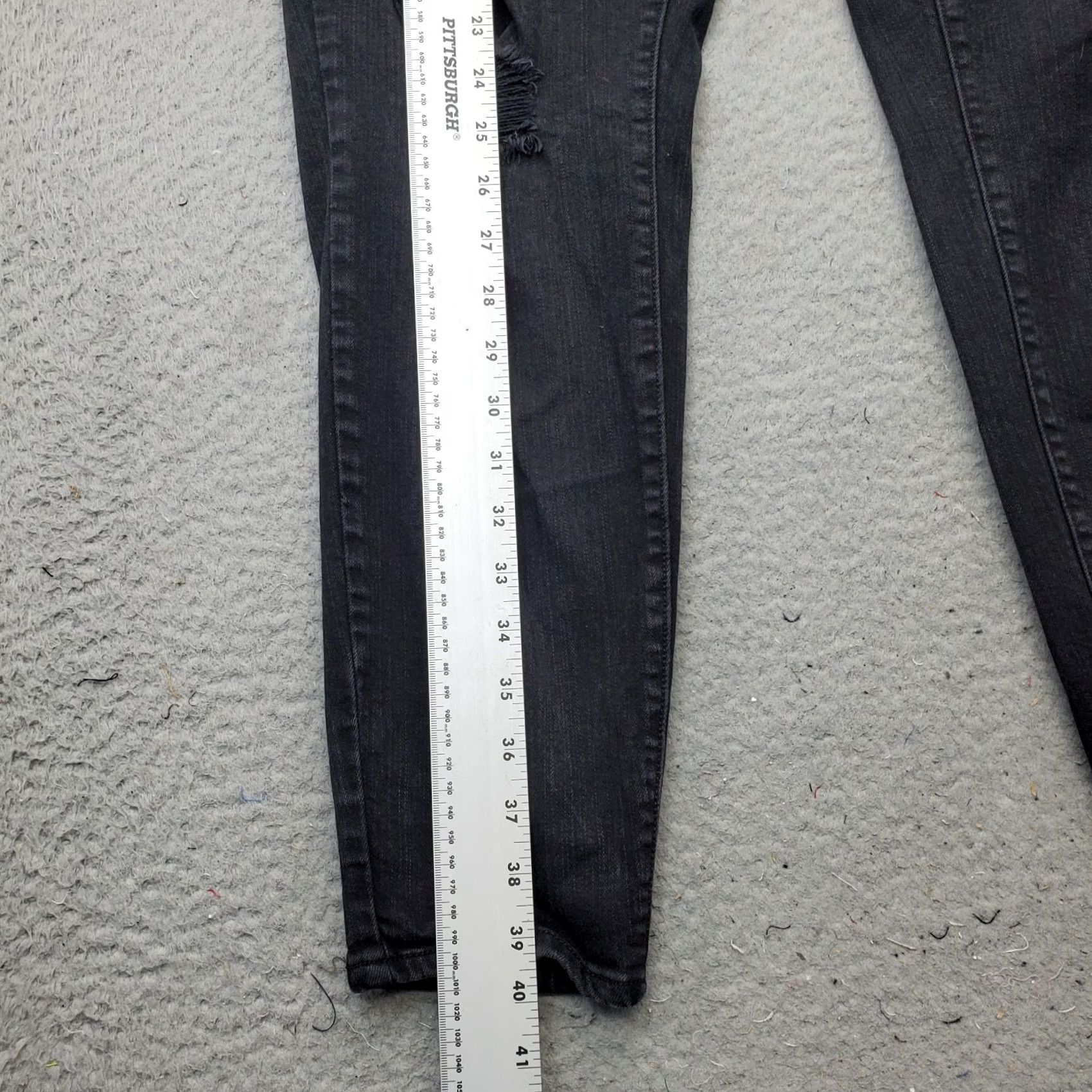 Torrid Torrid Womens Size 22T Black Denim Sky High Skinny Jeans Distressed Premium Stretch Size 40" / US 18 - 3 Thumbnail