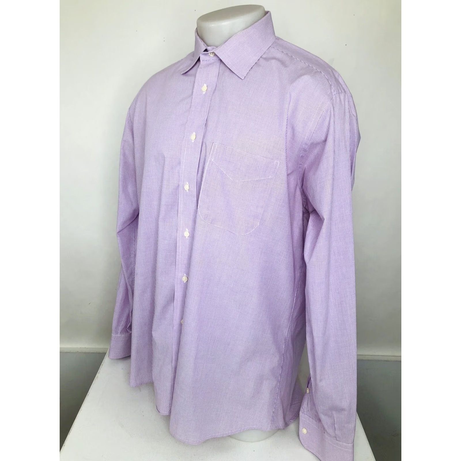 Vintage GITMAN BROS. Mens 16/35 Button-Up Plaid Shirt White / Dark Pink USA Made Long Sleeve - Excellent Size US L / EU 52-54 / 3 - 2 Thumbnail