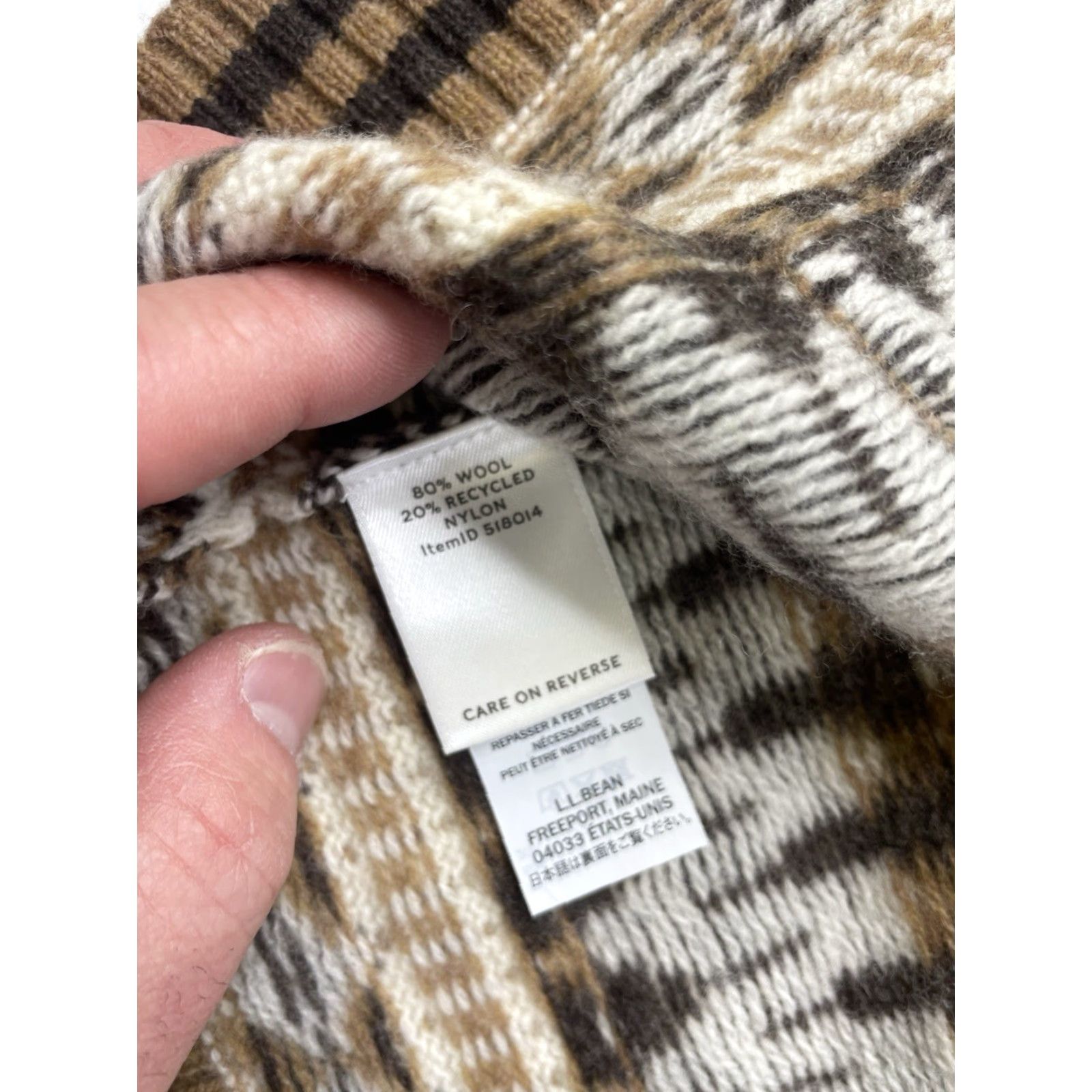 Vintage VINTAGE L.L. Bean Signature Cardigan Sweater Women XL Wool Blend Belted Pockets Shawl Collar Brown Beige White Winter Autumn Fall Size XL / US 12-14 / IT 48-50 - 6 Thumbnail