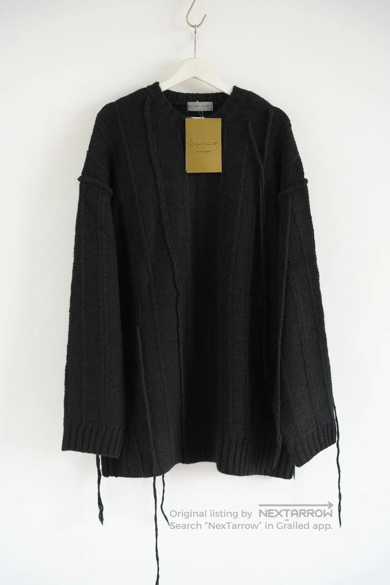 Yohji Yamamoto black oversized wool sweater with ties. Size US L / EU 52-54 / 3 - 1 Thumbnail