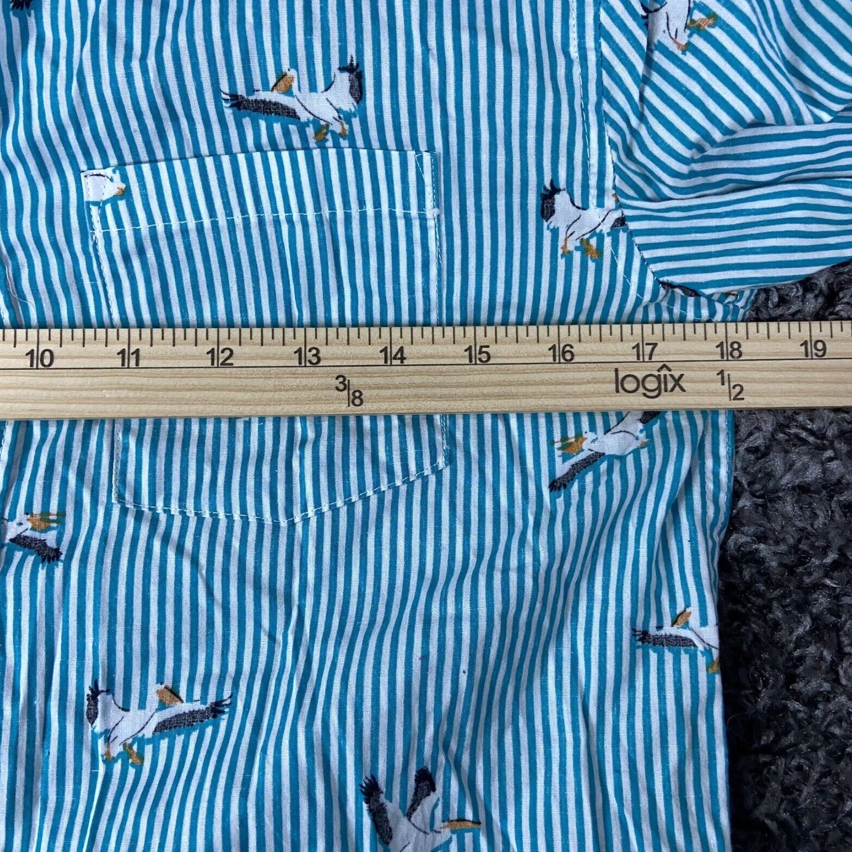 CO Brooklyn Cloth Men's Blue Striped Seagull Birds Short Sleeve Button Up Shirt Small Size US 29 - 7 Thumbnail