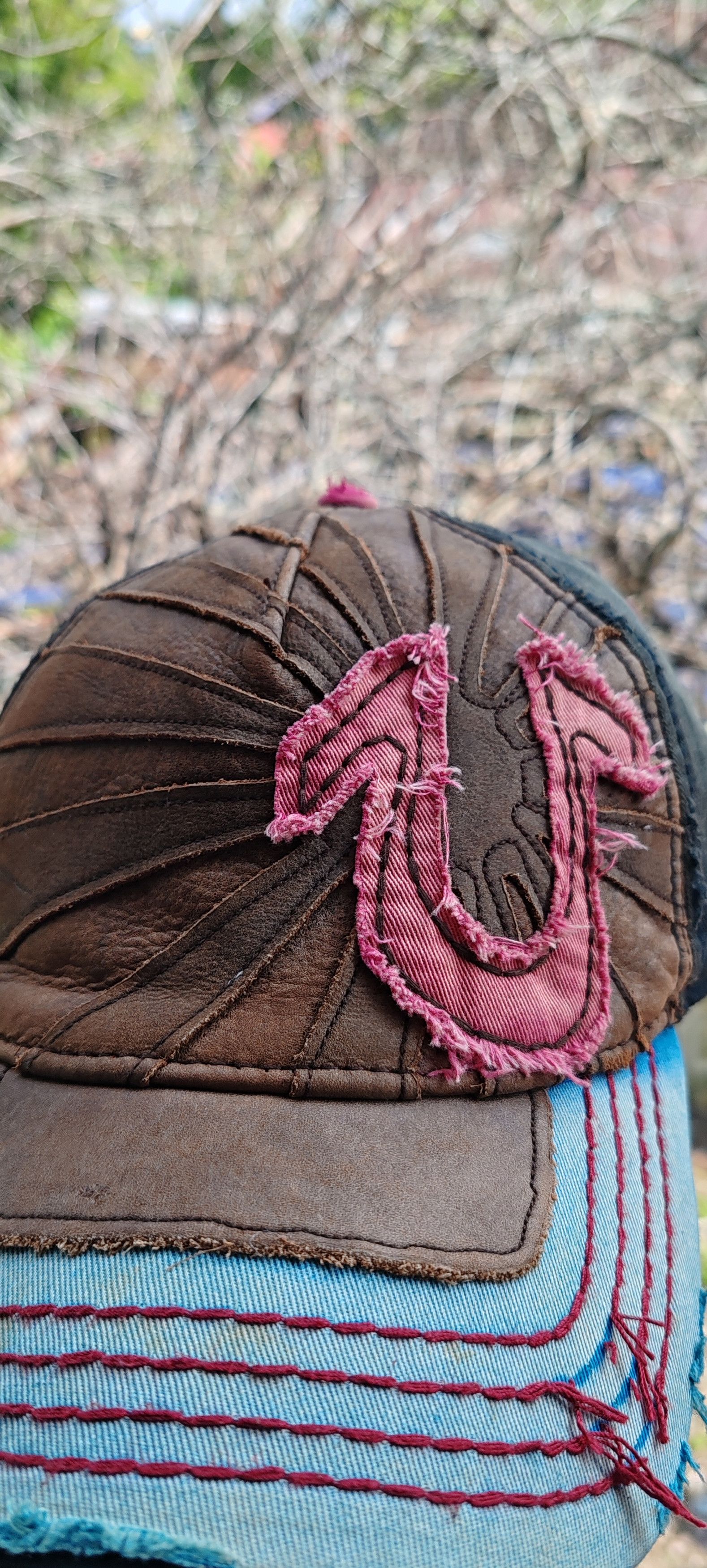 Japanese Brand × True Religion × Vintage Vintage Leather Distressed Destroyed cap hat True Religion Size ONE SIZE - 2 Thumbnail