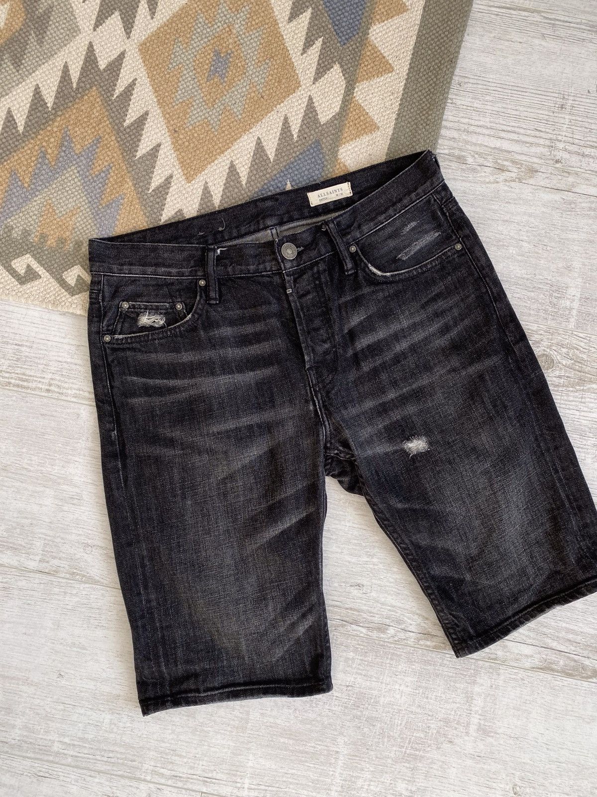 Allsaints Allsaints Cotton Distressed Washed Denim Shorts Size US 30 / EU 46 - 3 Thumbnail