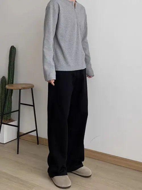 Japanese Brand Vintage Loose Wide Leg Workwear Black Casual Pants Size US 30 / EU 46 - 1 Thumbnail