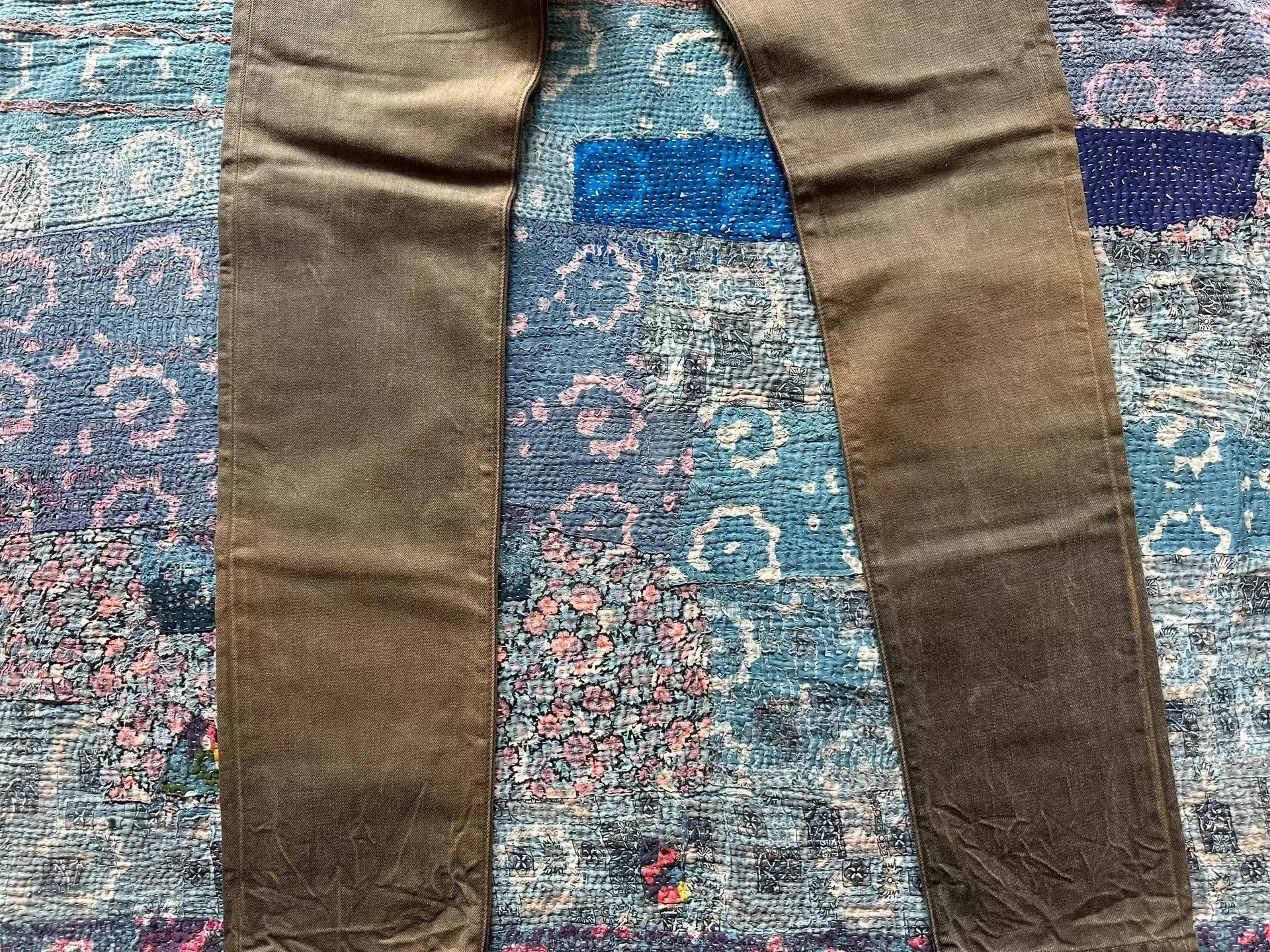 RRL Ralph Lauren RRL Mud Dyed Distressed Slim Fit Jeans 31×34 Size US 31 - 3 Thumbnail