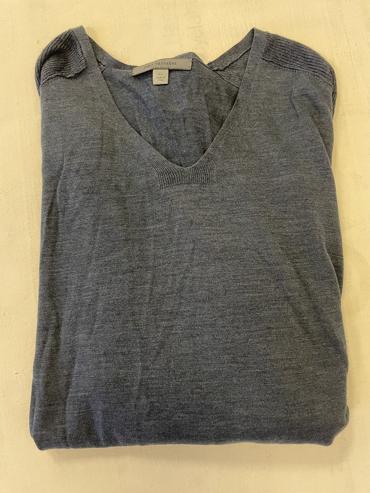 image of John Varvatos Extrafine Knit Silk Blend Sweater in Blue, Men's (Size XL)