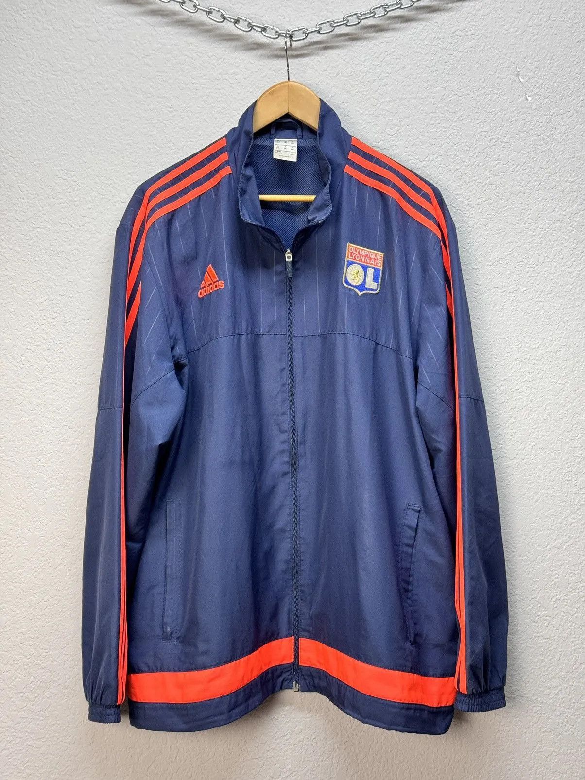Adidas × Vintage Adidas Olympique Lyon Zip Sweatshirt Soccer Jersey 2015 Size US XL / EU 56 / 4 - 2 Thumbnail