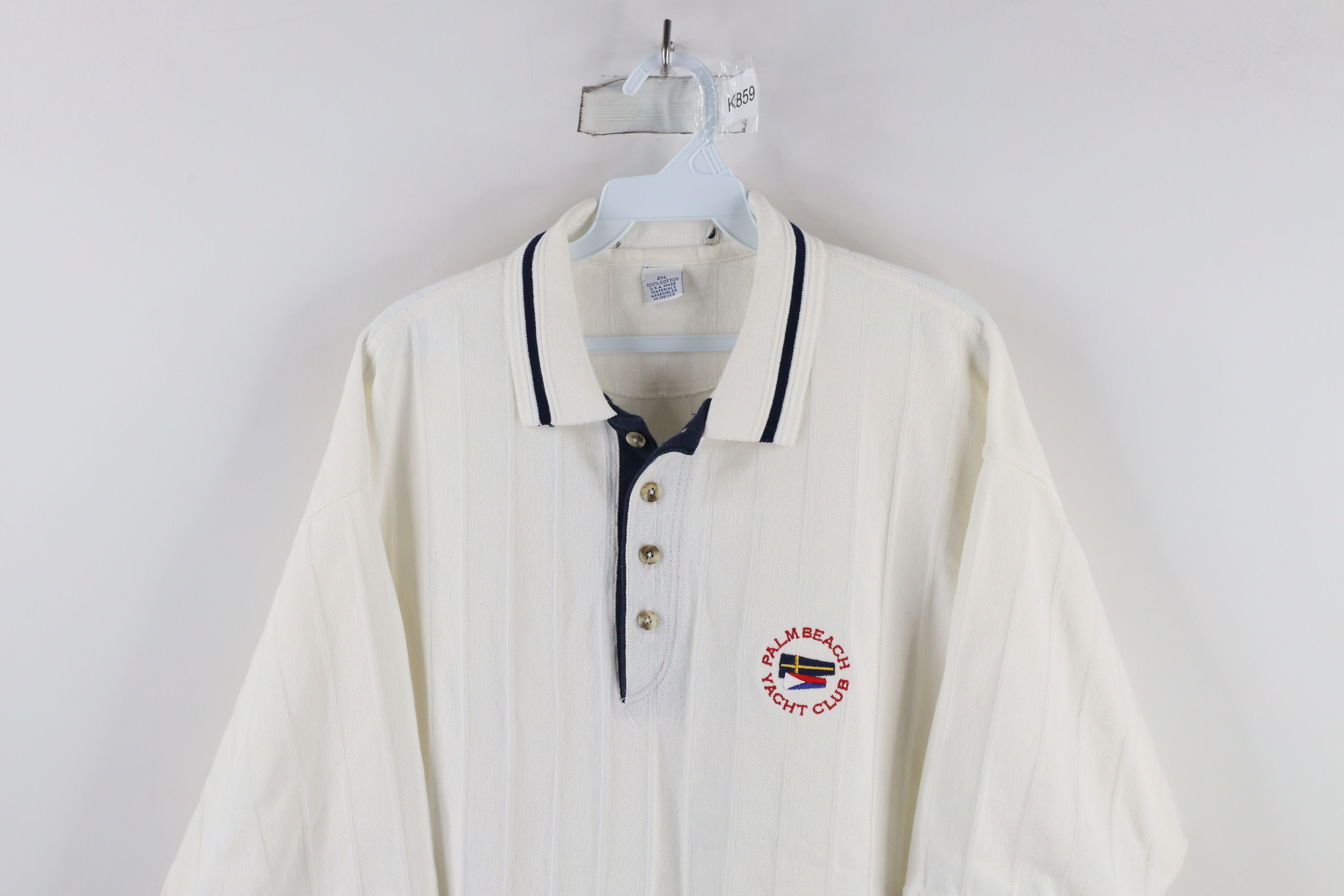 Vintage Vintage 90s Streetwear Beach Yacht Club Polo Shirt White Size US XXL / EU 58 / 5 - 2 Thumbnail