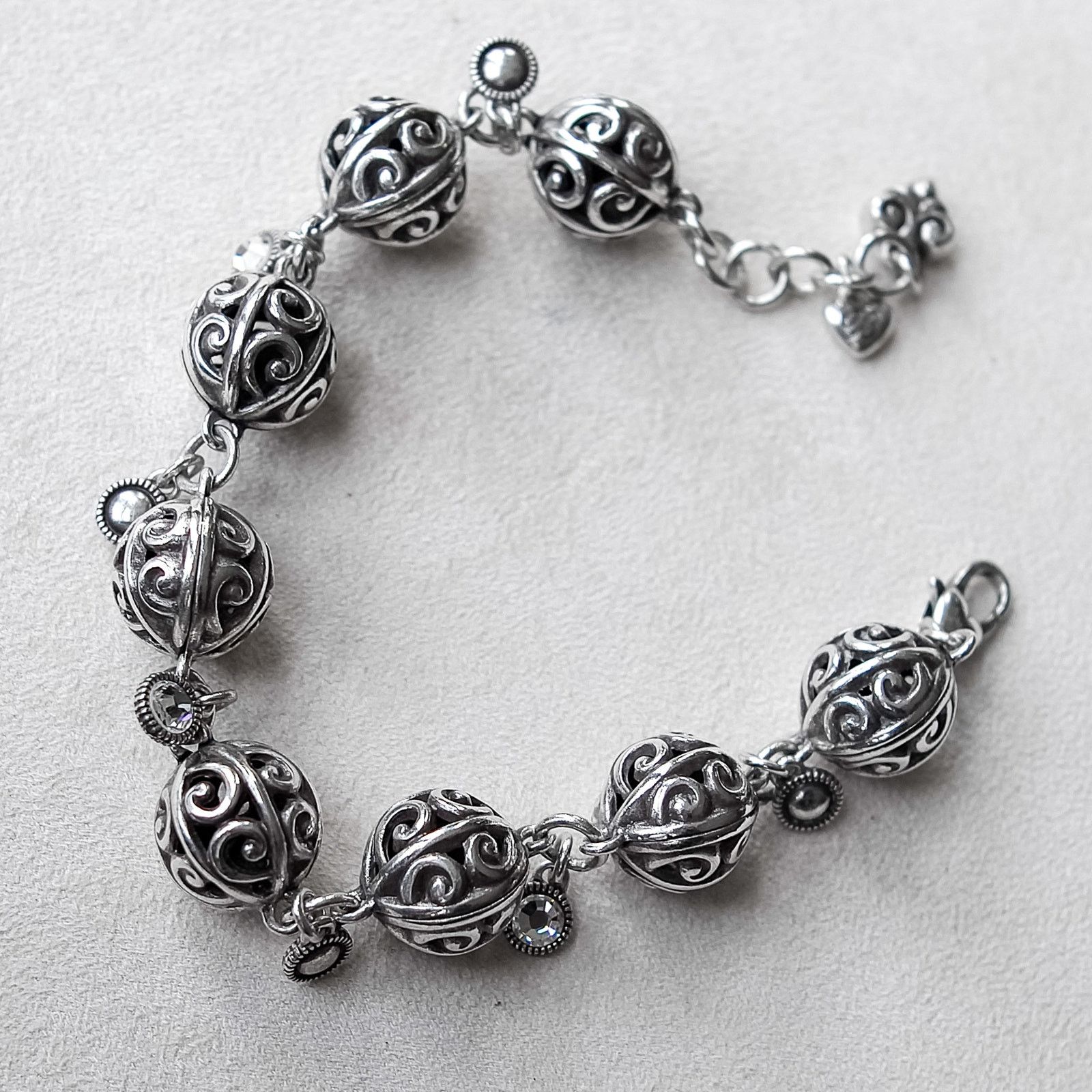 Brighton Brighton Silver Ball Crystal Bracelet Filigree Scrolled Size ONE SIZE - 2 Thumbnail