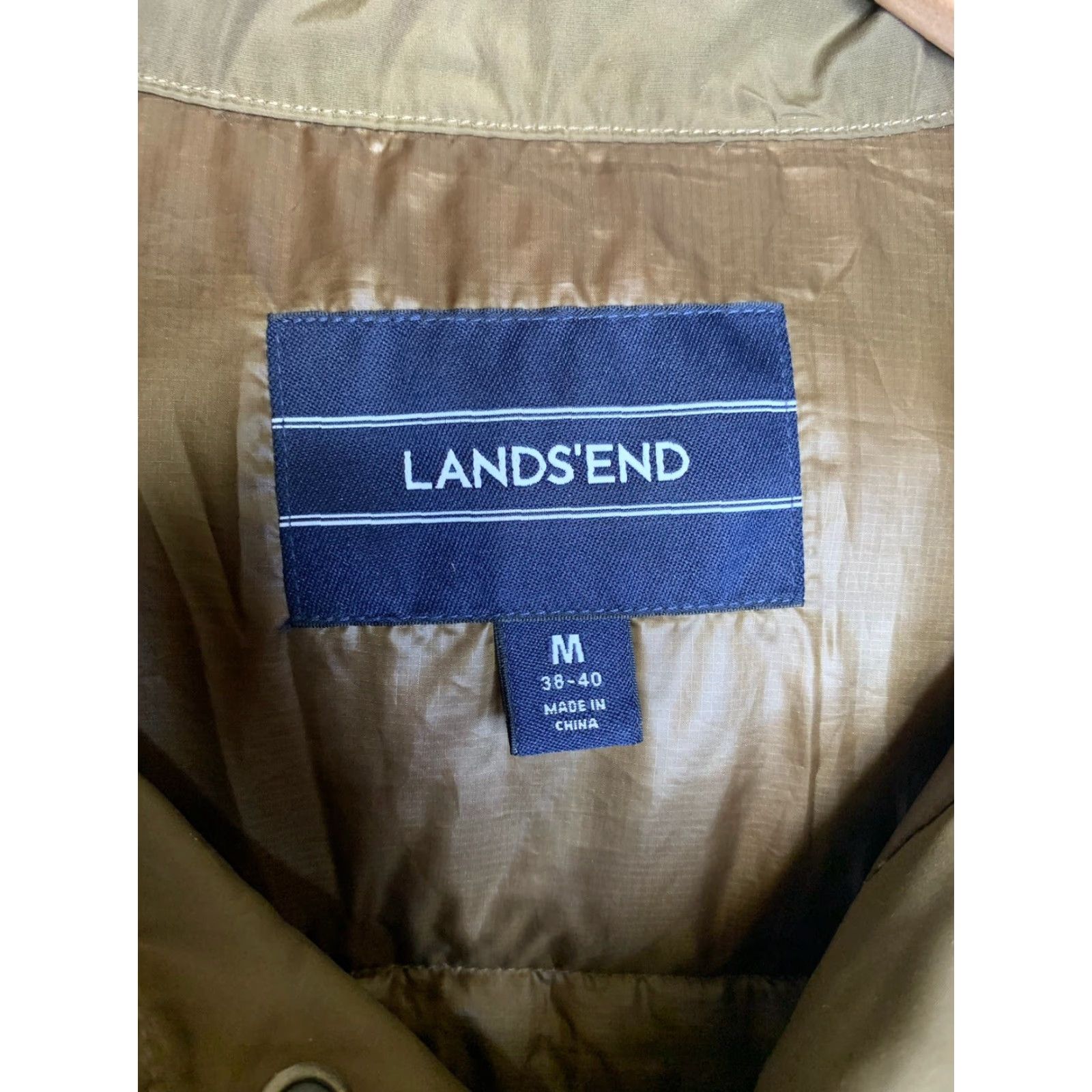 Lands' End Lands' End Women's Down Puff Vest Snap Front Nylon Brown 80% Down 20% Feathers M Regular Size Size M / US 6-8 / IT 42-44 - 2 Thumbnail