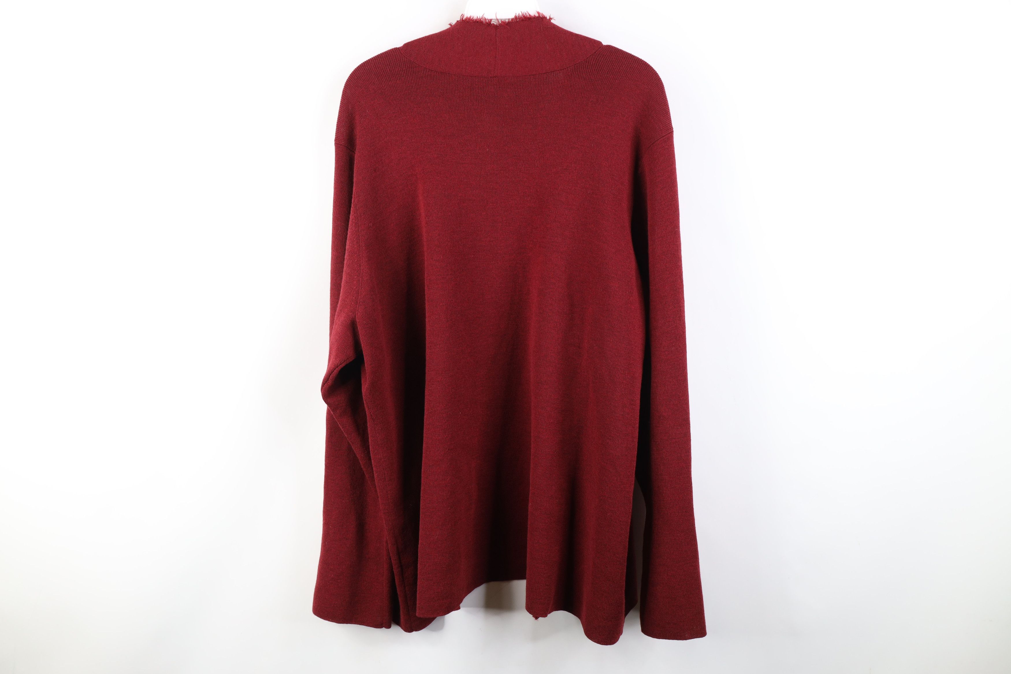 Eileen Fisher Eileen Fisher Knit Fringed Open Front Cardigan Sweater Red Size XL / US 12-14 / IT 48-50 - 11 Thumbnail