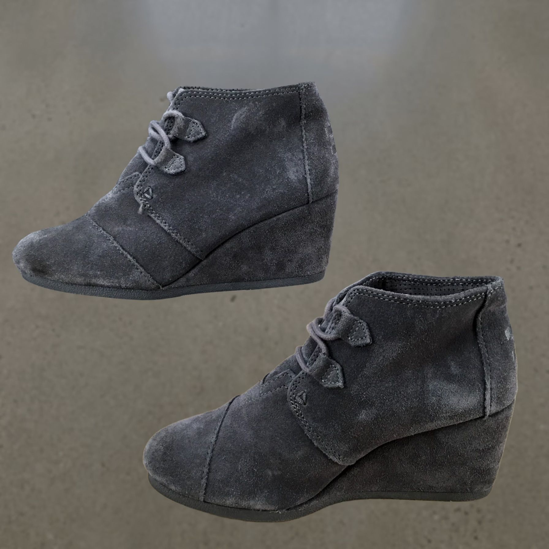 Toms TOMS Boots Womens 7 Kala Desert Gray Lace Up Casual Comfort Wedge Heels Boots Size US 7 / IT 37 - 1 Thumbnail