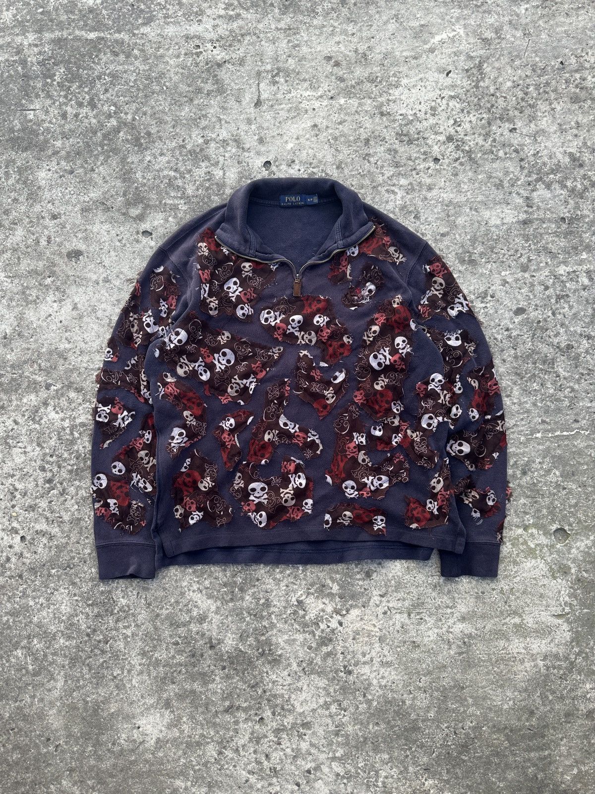 Polo Ralph Lauren Y2K Vintage Polo Ralph Lauren 1/3 Zip Sweater Custom Skulls Size US S / EU 44-46 / 1 - 1 Thumbnail