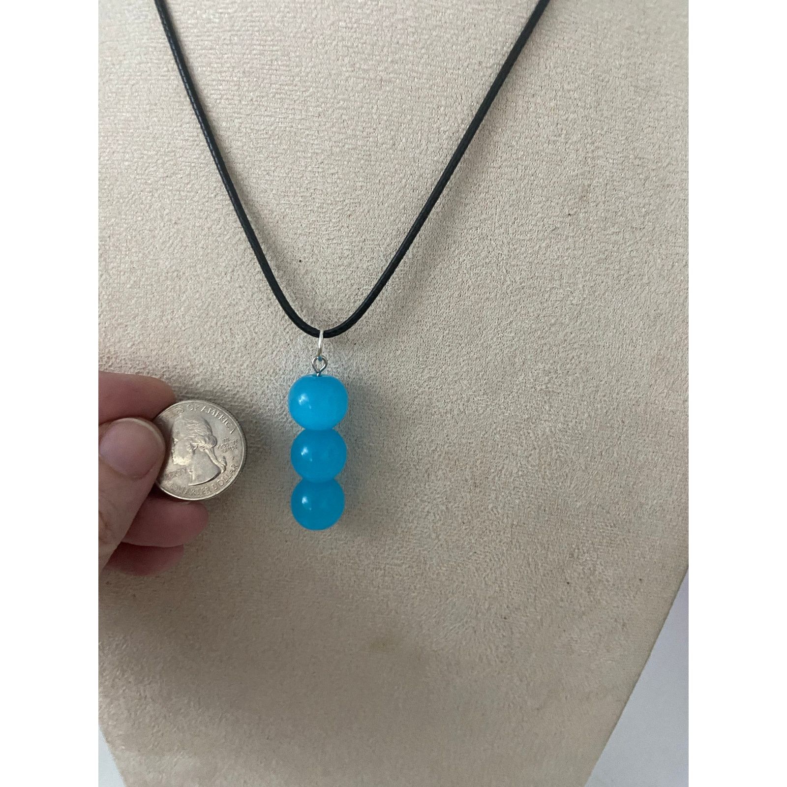 Handmade Blue agate pendant necklace Size ONE SIZE - 2 Thumbnail