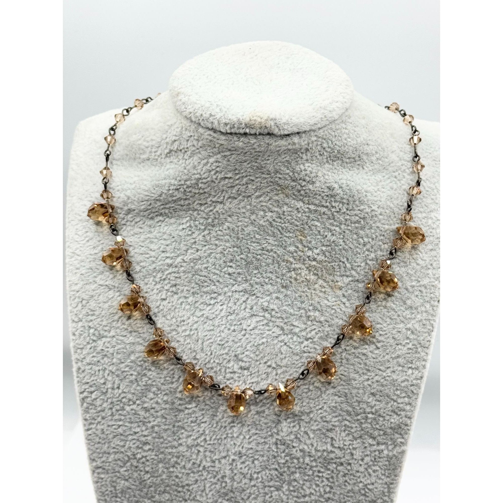 Vintage Vintage Y2K Brown Crystal beaded collar necklace Size ONE SIZE - 1 Thumbnail