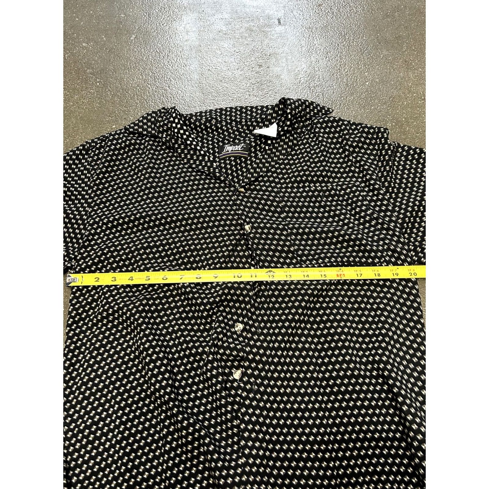 Vintage Impact Shirt Mens Large Black Geometric Print Button Front Rayon Short Sleeve Size US M / EU 48-50 / 2 - 5 Thumbnail