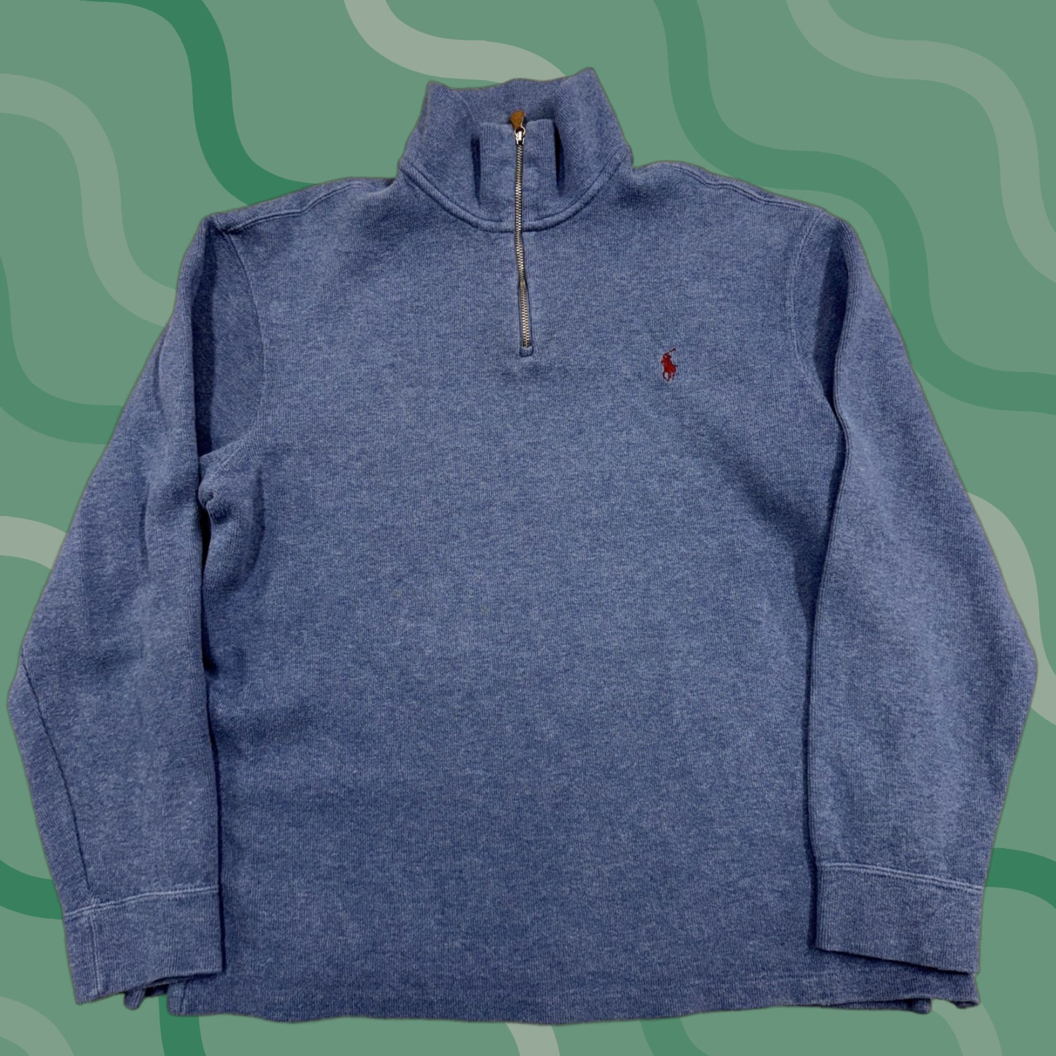 Polo Ralph Lauren Polo Ralph Lauren Sweater Mens XL Blue Quarter Zip Mock Neck Pony Pullover Size US XL / EU 56 / 4 - 1 Thumbnail