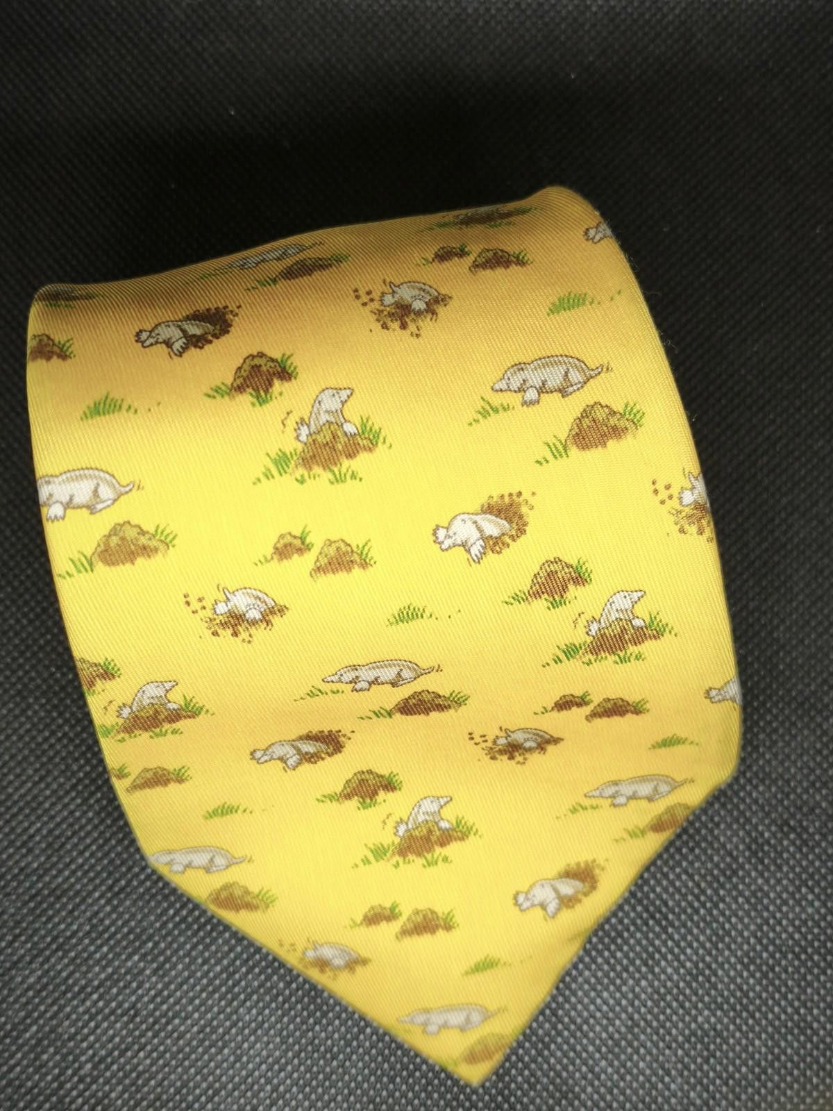 Hermes Hermès Yellow Novelty Moles Tie Woven 7794 FA France Size ONE SIZE - 1 Thumbnail