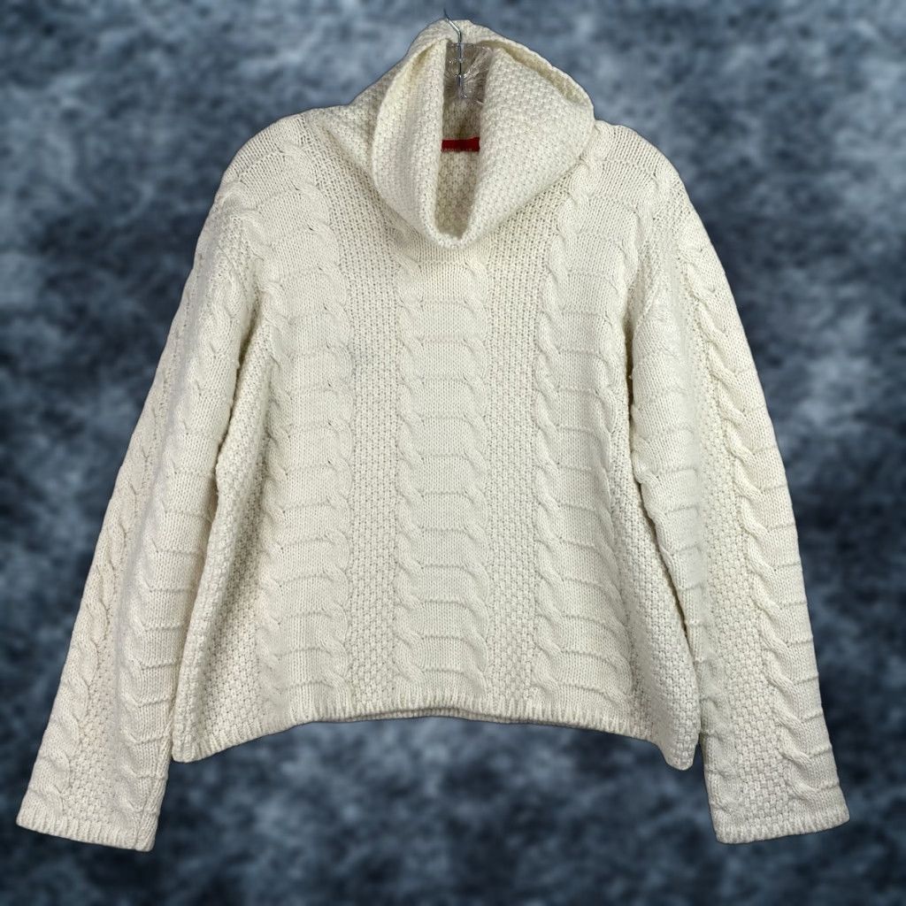 Vintage Alain Manoukian Sweater Women L Ivory Turtleneck Crochet Cable Knit Pullover Long Sleeve Casual Winter All Seasons Womens Size L / US 10 / IT 46 - 1 Thumbnail