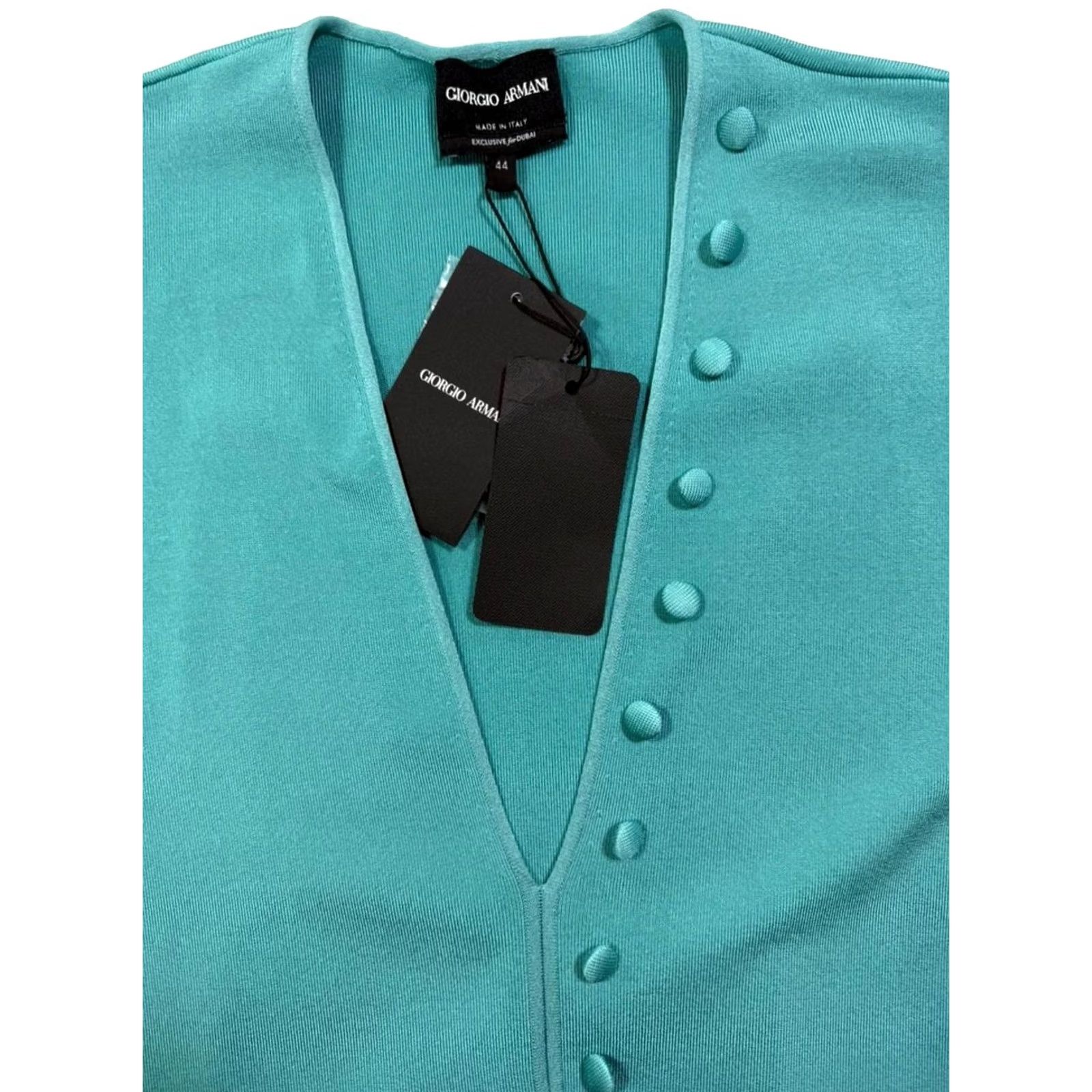 Giorgio Armani Giorgio Armani BODYSUIT Blue 44 V-Neck Short Sleeve – Bnwt Women’s Regular Fit, Dry Clean Only, Casual, Italy, Tank Top Bodysuit Size M / US 6-8 / IT 42-44 - 6 Thumbnail