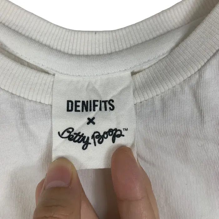 Vintage BETTY BOOP x DENIFITS Racing Flag Sleeve Cartoon Tee Shirt Size M / US 6-8 / IT 42-44 - 8 Thumbnail