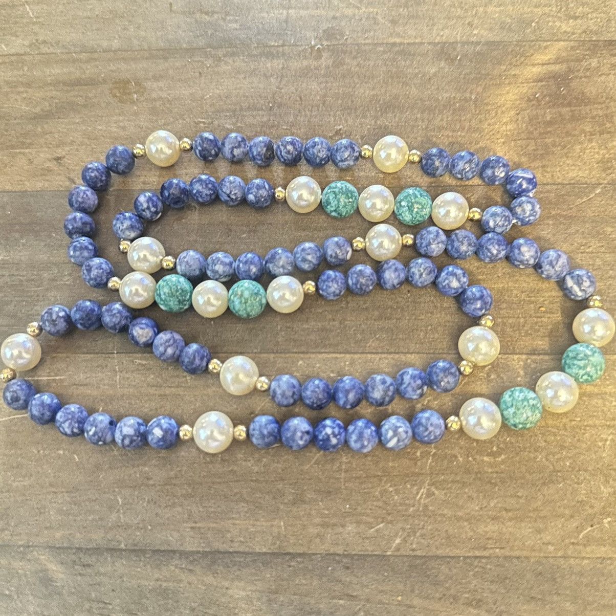 Vintage Vintage Lapis bead and pearl necklace Size ONE SIZE - 2 Thumbnail