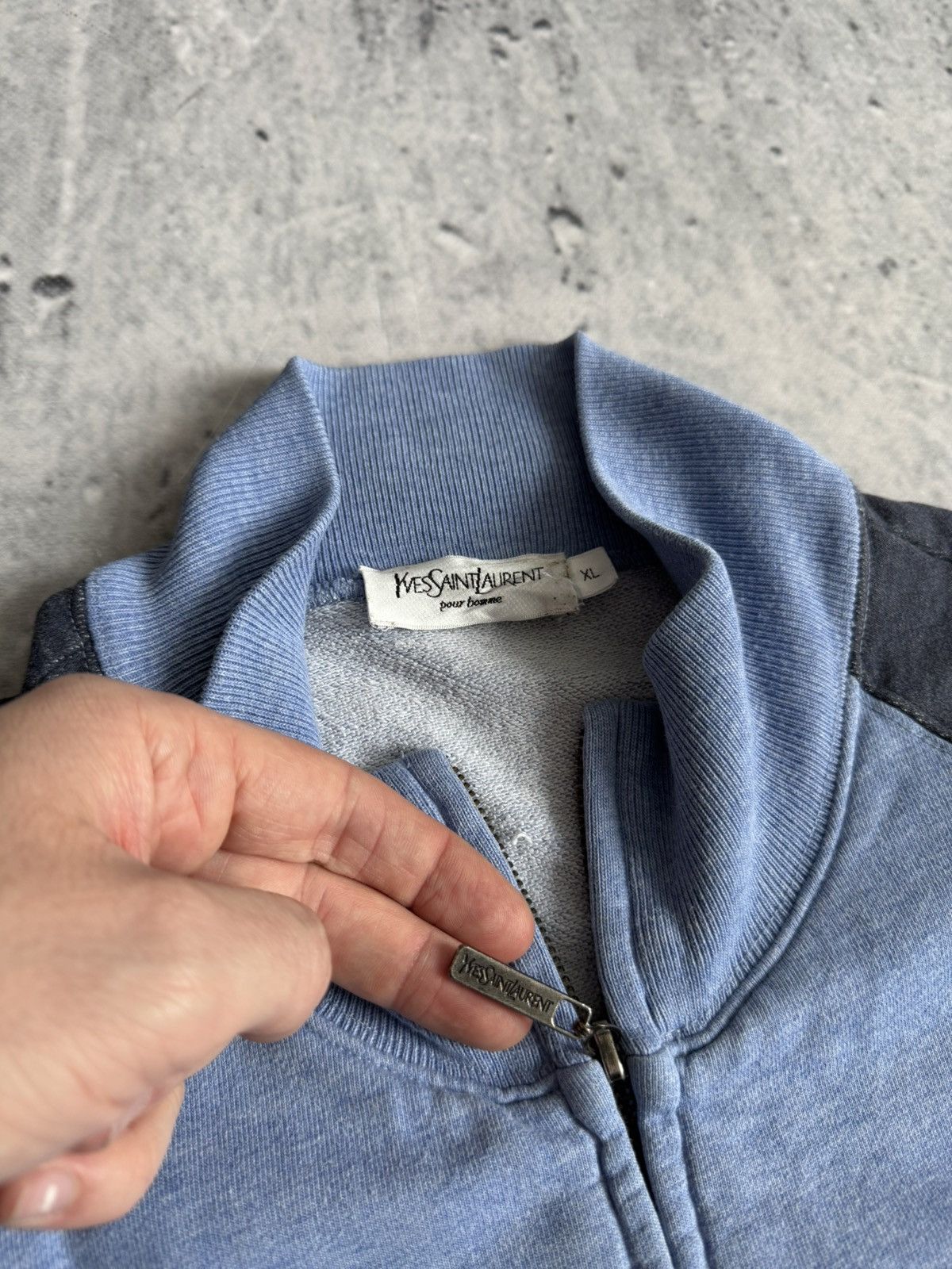 Vintage × Yves Saint Laurent Vintage zip jacket YVES SAINT LAURENT blue sweatshirt Size US XL / EU 56 / 4 - 3 Thumbnail