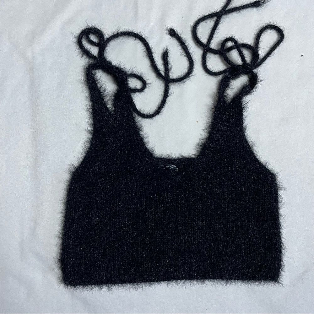 Zara New Zara Soft Touch Black Fuzzy Top Size L Size L / US 10 / IT 46 - 6 Thumbnail