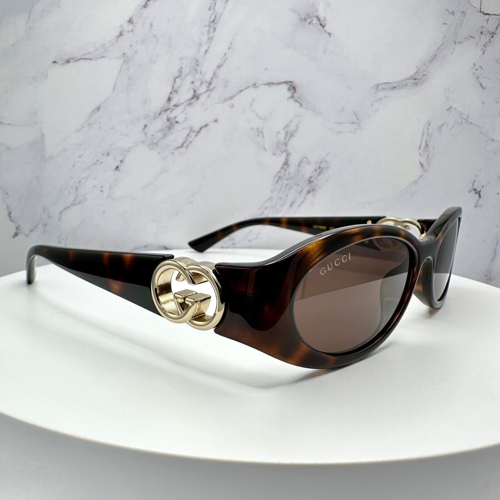 Gucci New Gucci Sunglasses Brown Tortoise Hailey Bieber Collab Size ONE SIZE - 14 Thumbnail
