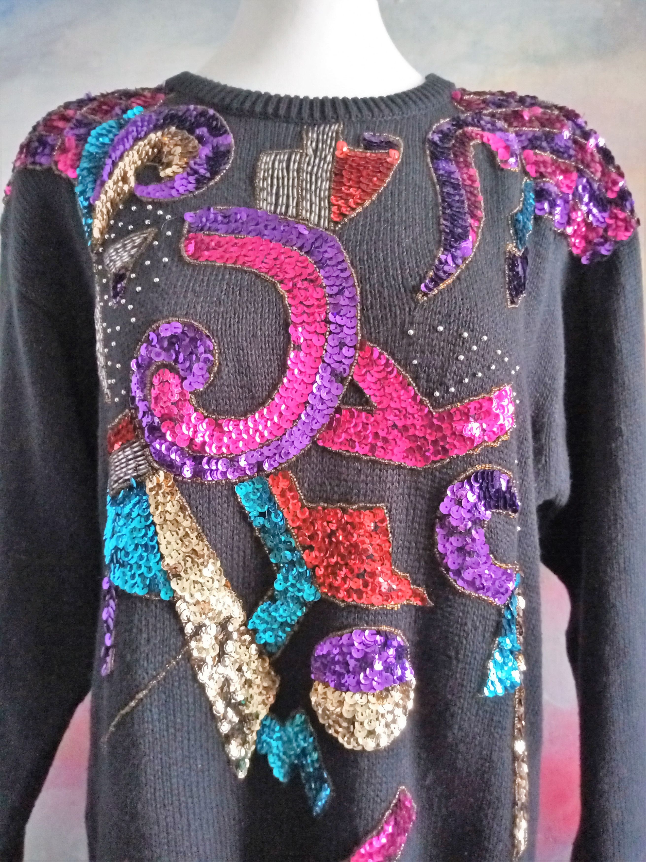 Vintage Unisex True Vintage Sequin Sweater Size ONE SIZE - 16 Thumbnail