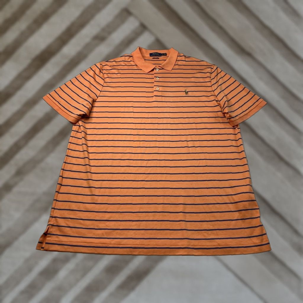 Polo Ralph Lauren Polo Ralph Lauren Polo Shirt Striped Short Sleeve Orange Mens XL Classic Fit Shirt Size US XL / EU 56 / 4 - 1 Thumbnail