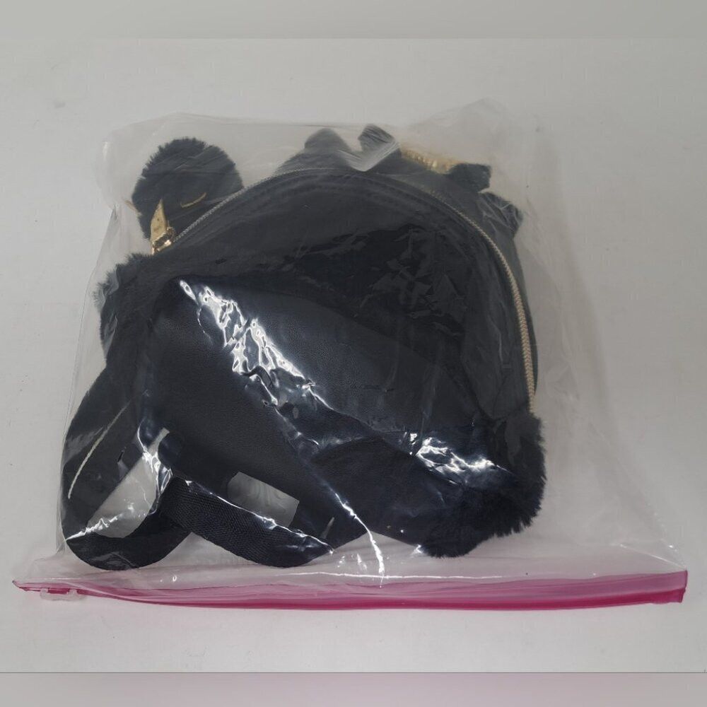 Kendall And Kylie NWOT Kendall & Kylie Mini Backpack Black Faux Fur Faux Leat Size ONE SIZE - 3 Thumbnail