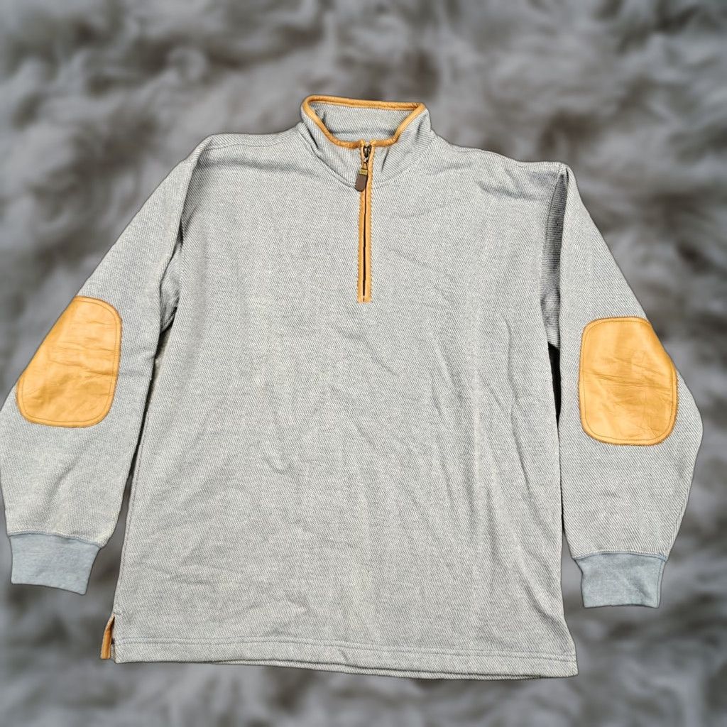 Orvis Orvis Sweatshirt Mens Large Gray Leather Elbow Patch 1/4 Zip Pullover Fleece Size US L / EU 52-54 / 3 - 1 Thumbnail
