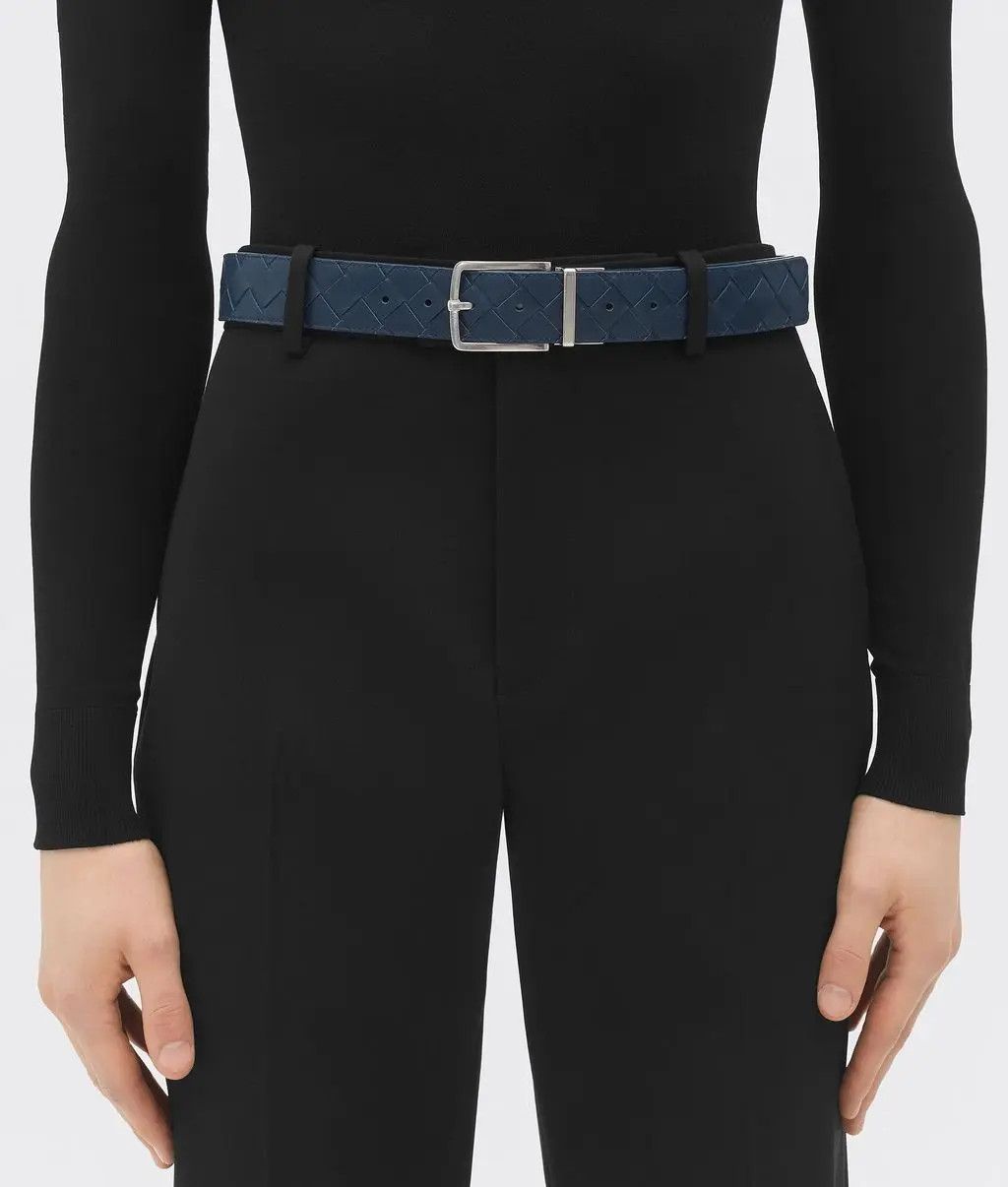 Bottega Veneta o1w1db10525 Size: 85 / Intrecciato Reversible Belt in Blue Size 34 - 5 Thumbnail