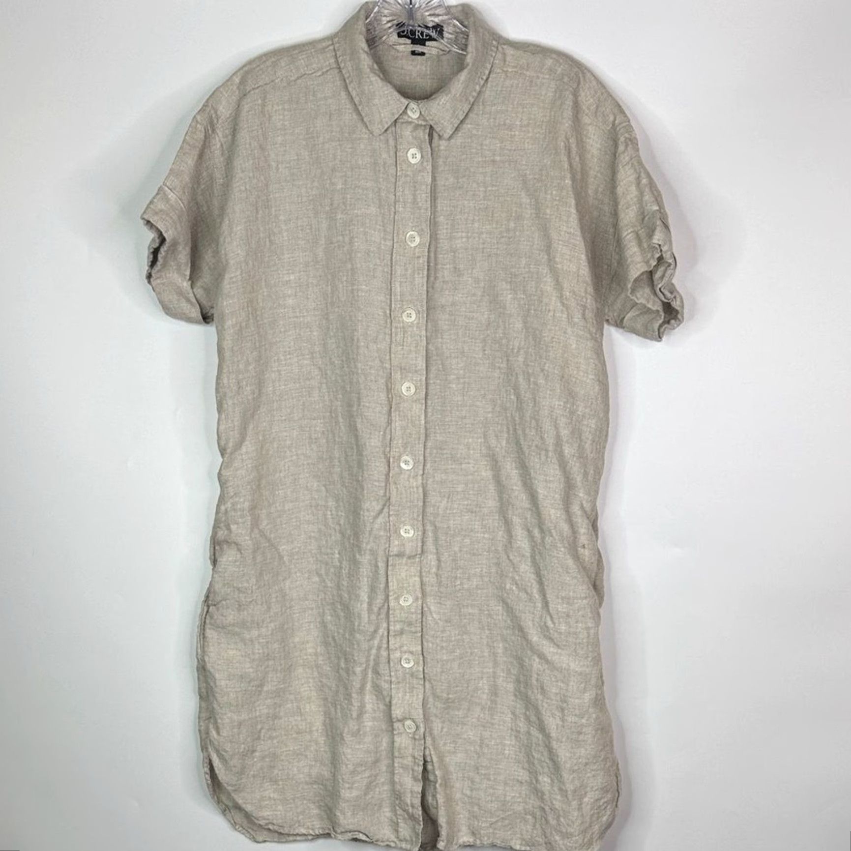 J. Crew Linen Short Sleeve Shirt Dress Size Small Dress Length Short Tan  Women\'s Shift Shirt Dress S\"} - www.collettivotraccia.it