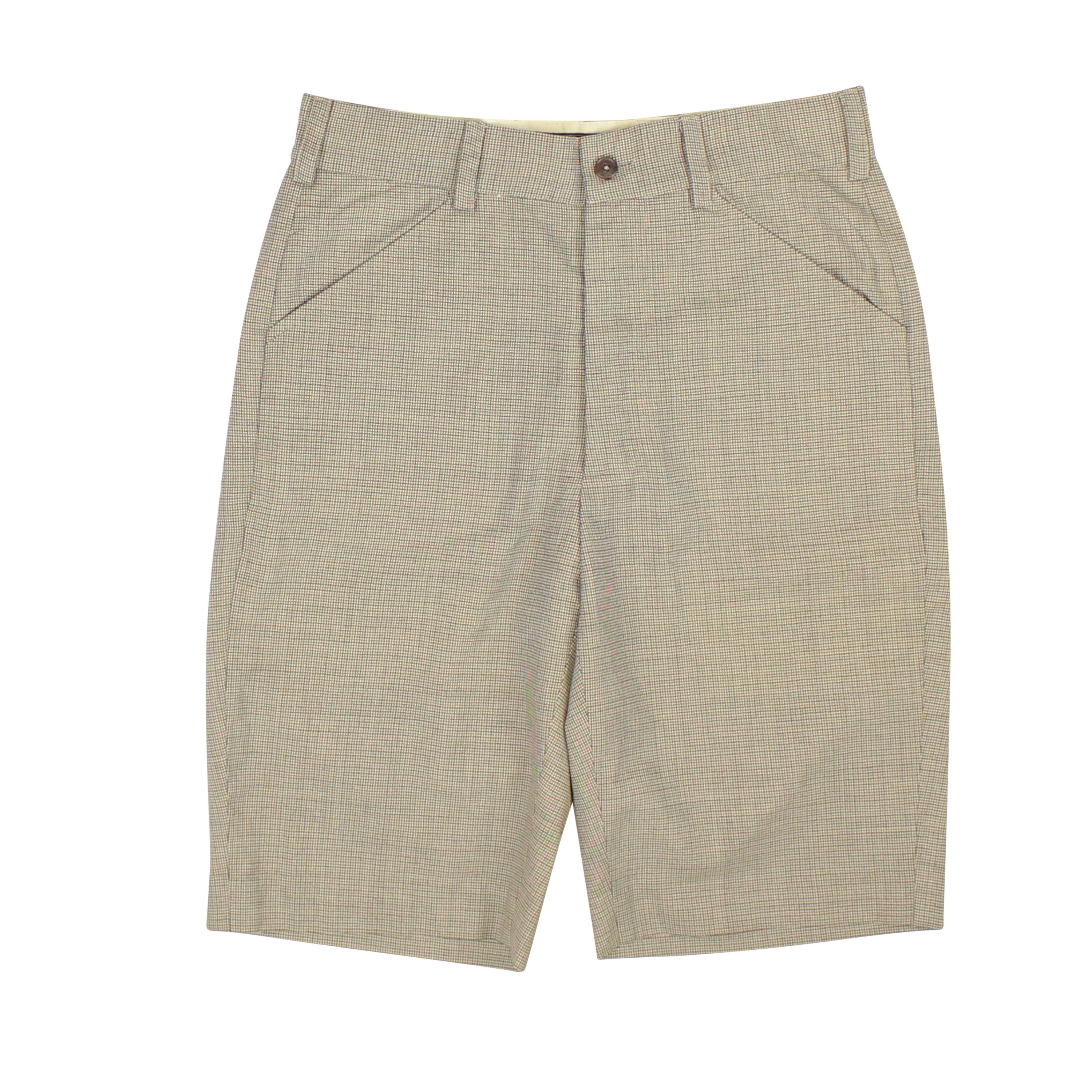 Image of Freemans Sporting Club Brown And Beige Houndstooth Wool Shorts Size 30, Men's