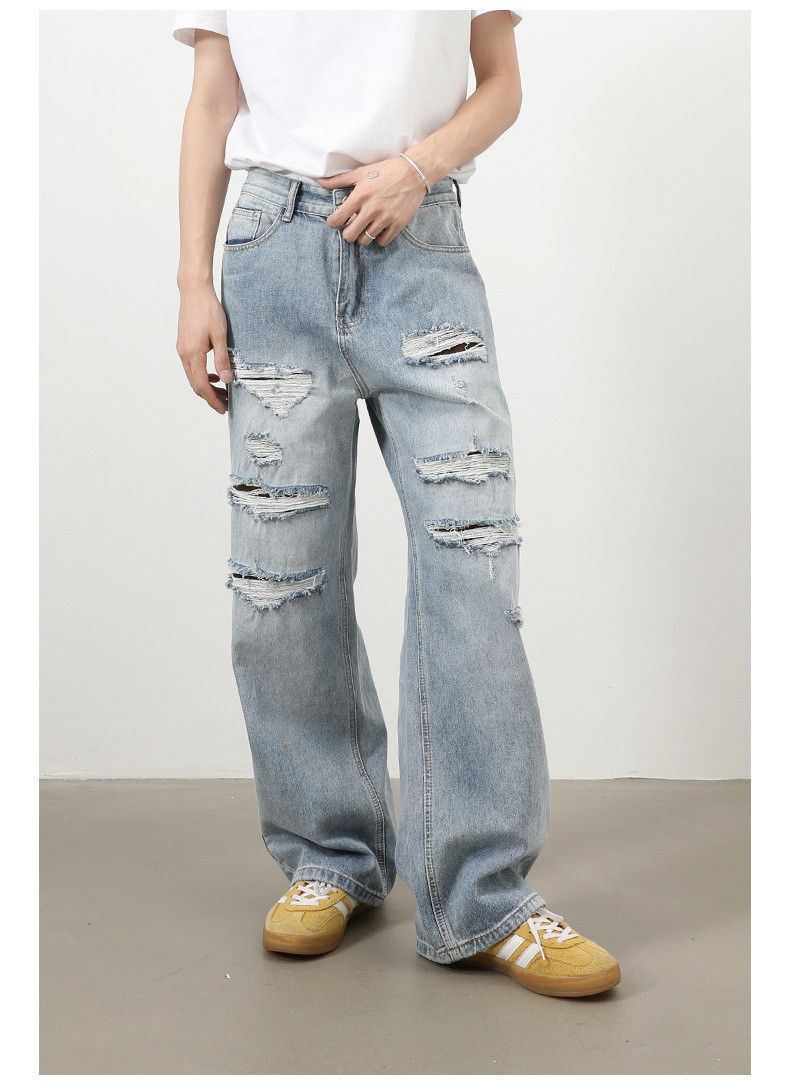 Japanese Brand American retro washed ripped jeans for men Size US 32 / EU 48 - 3 Thumbnail
